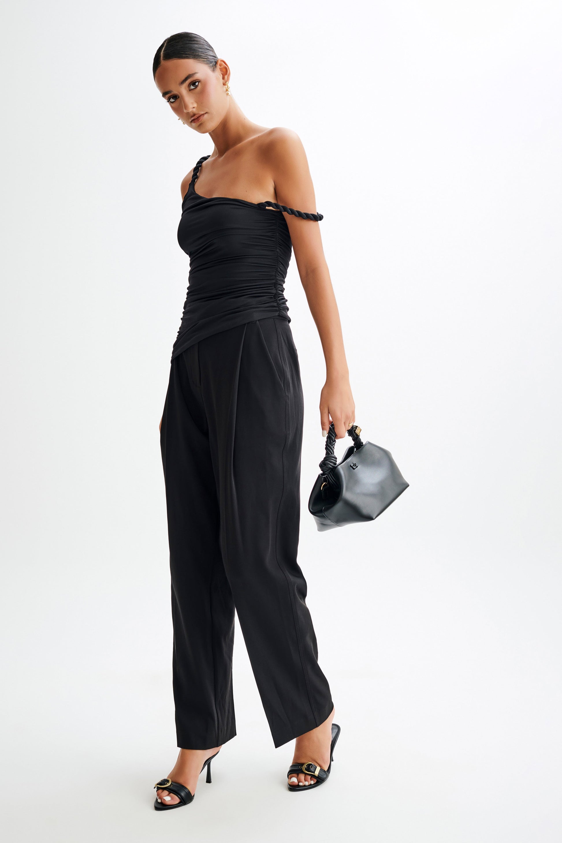 Palmira Slinky Asymmetric Sleeveless Top - Black #4