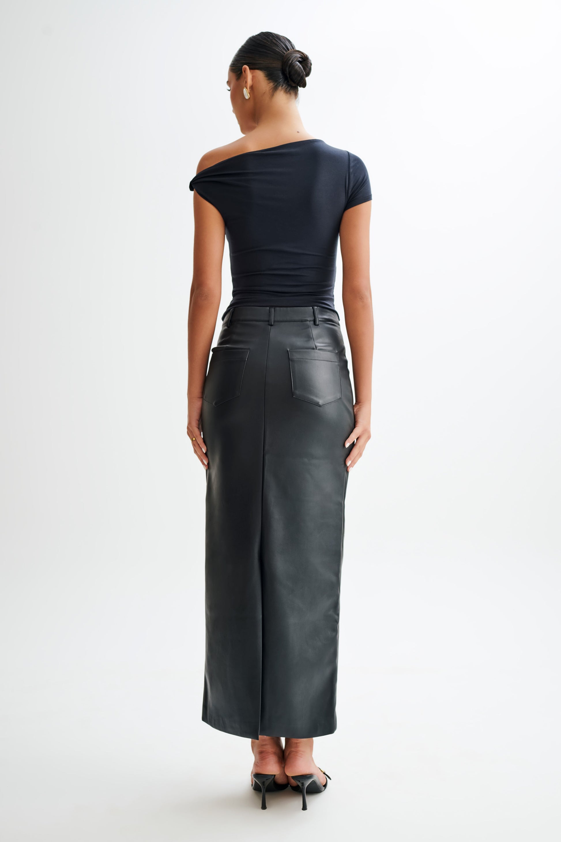 Betty Short Sleeve Modal Top With Knot Shoulder - Black #6