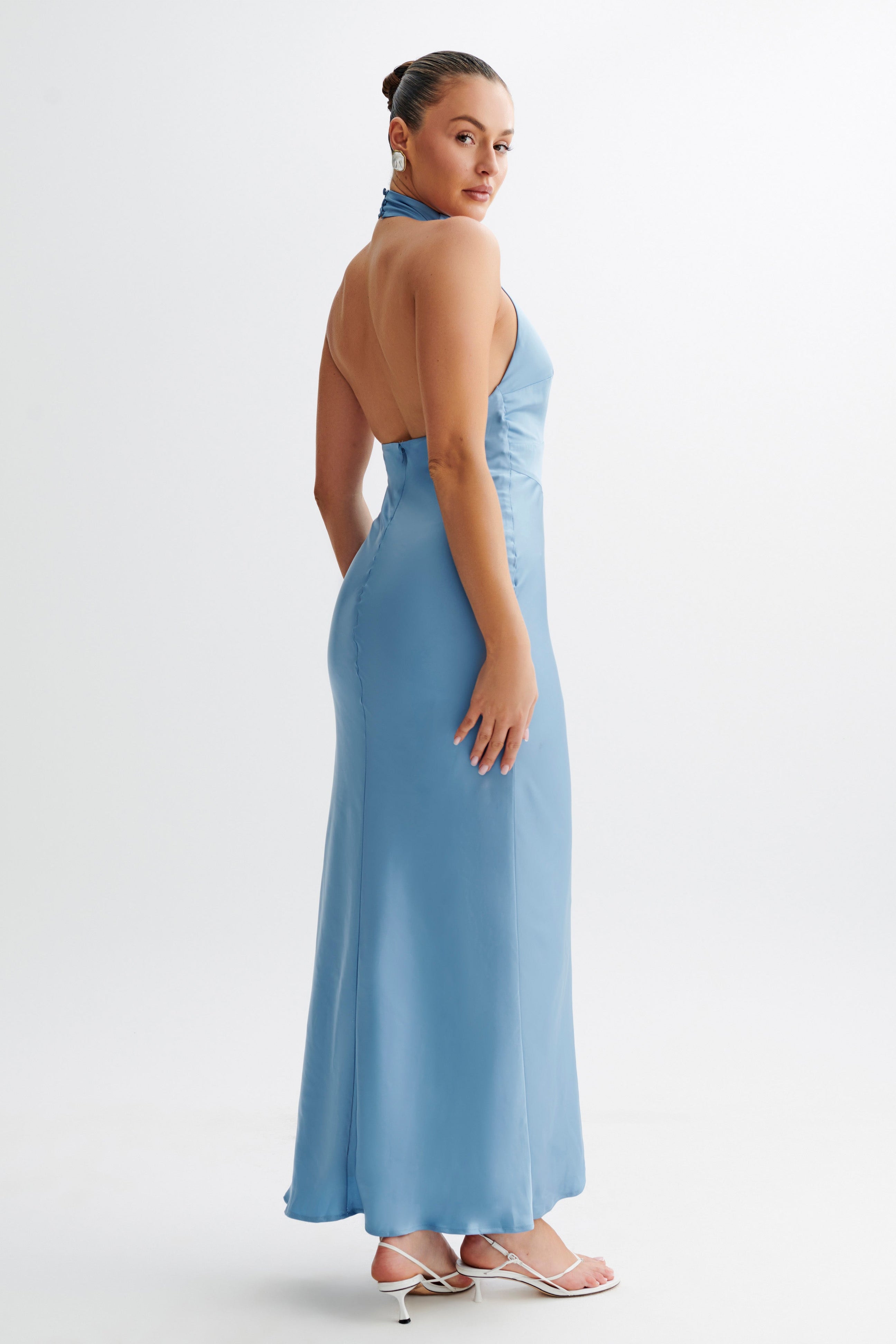 Sweetly Said Mesh Halter Maxi Dress Blue main image 0