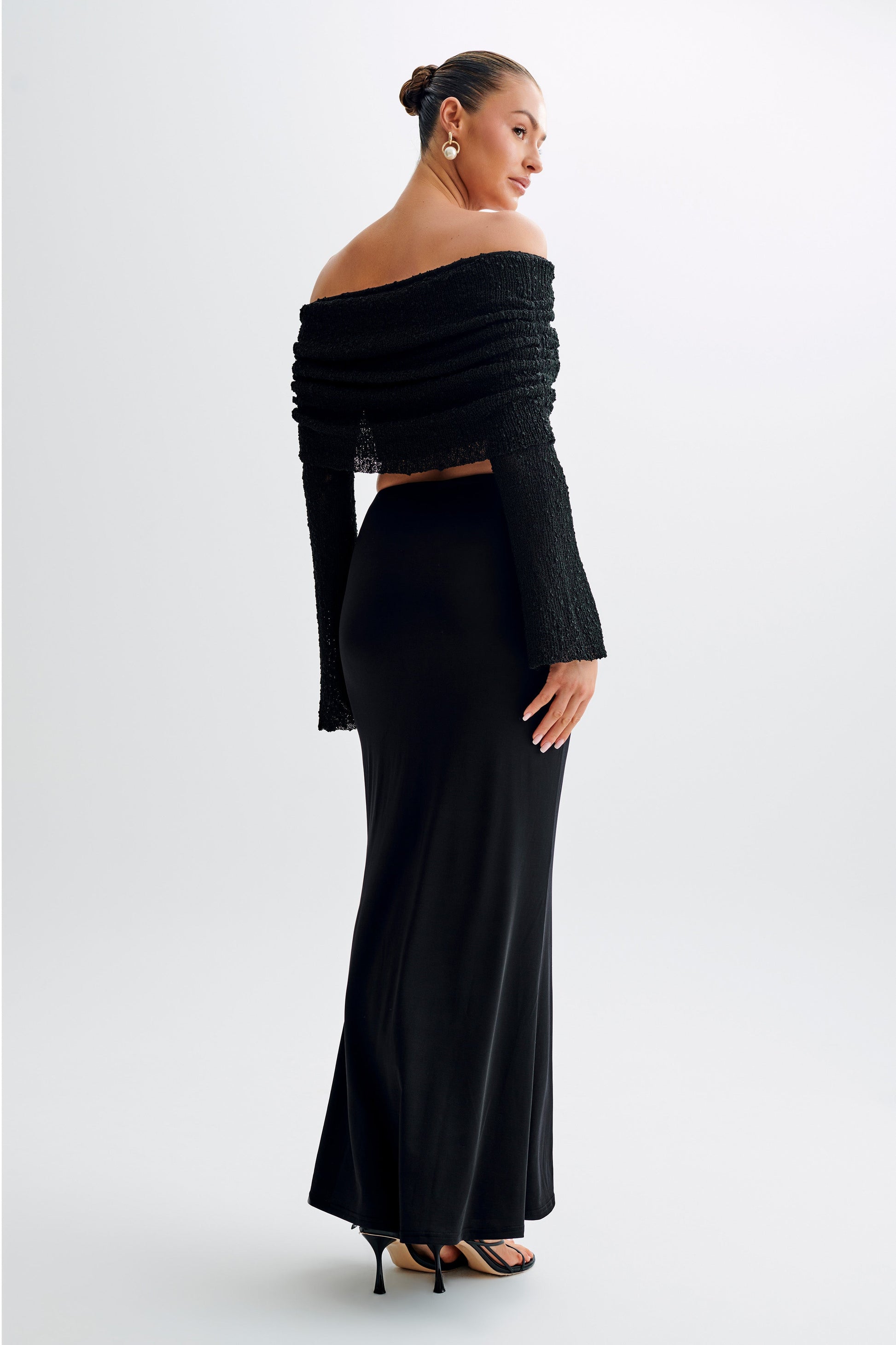 Marisol Off Shoulder Boucle Top - Black #5