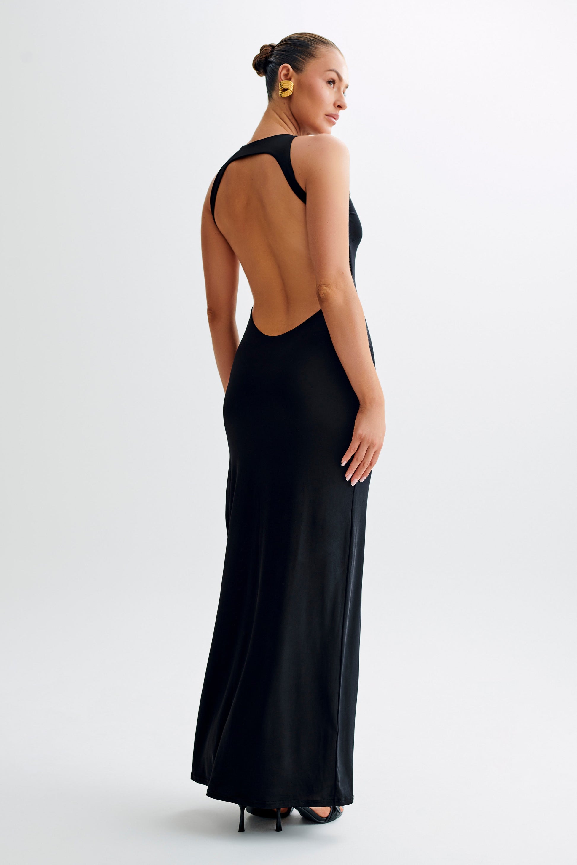 Louise Slinky Backless Maxi Dress - Black #4