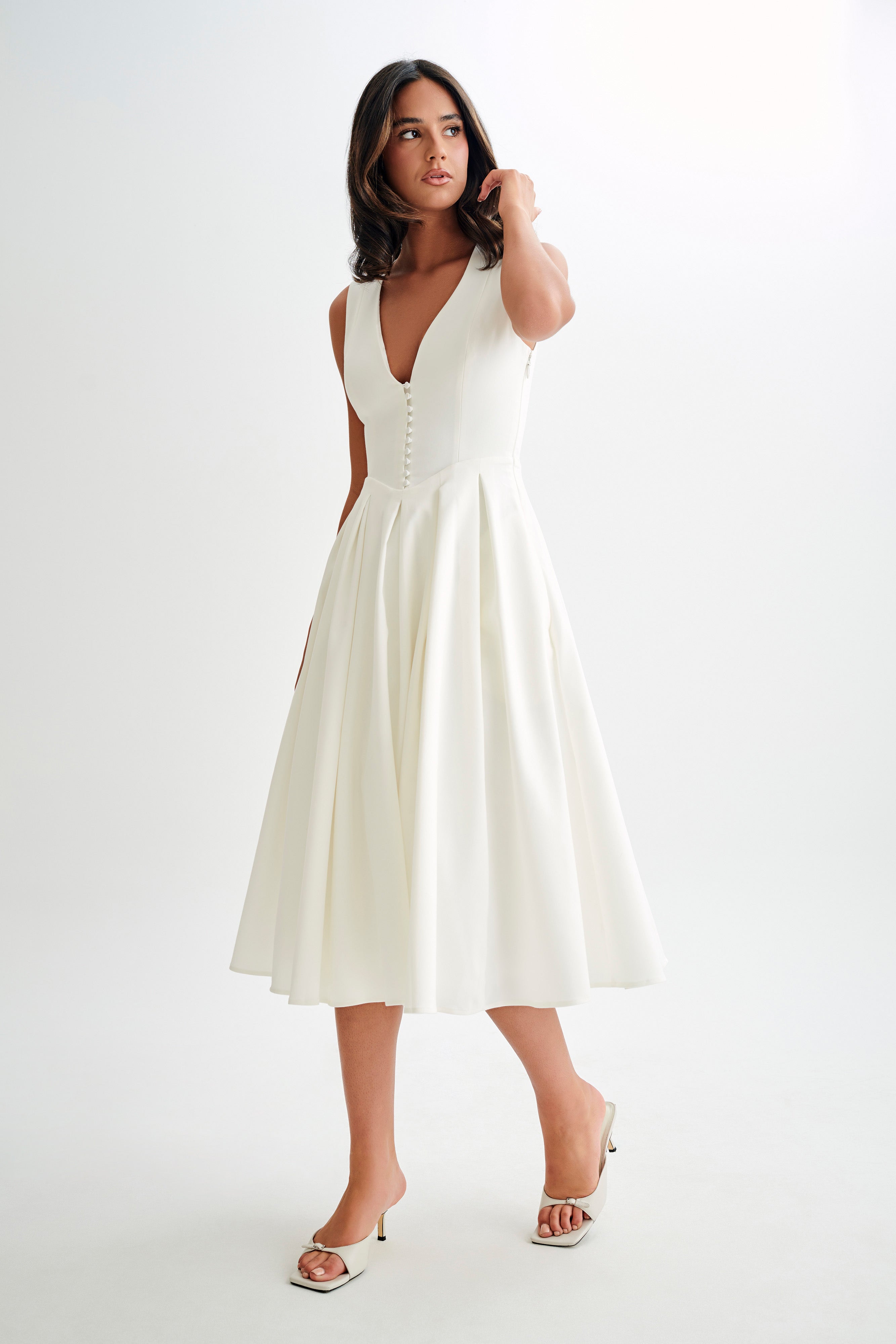 Keely Cotton Sleeveless Midi Dress White MESHKI