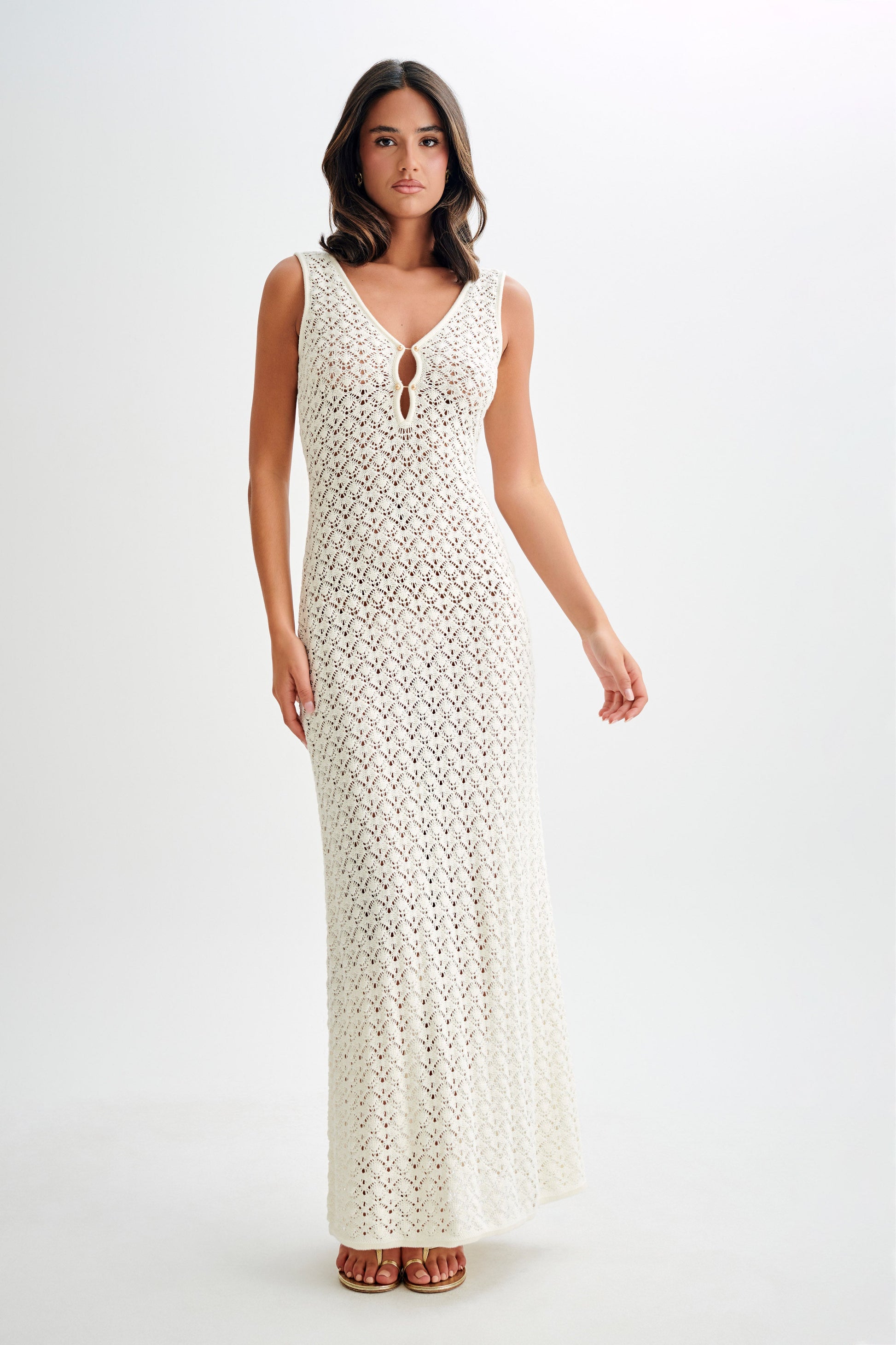 Carter Crochet Sleeveless Maxi Dress - White #3