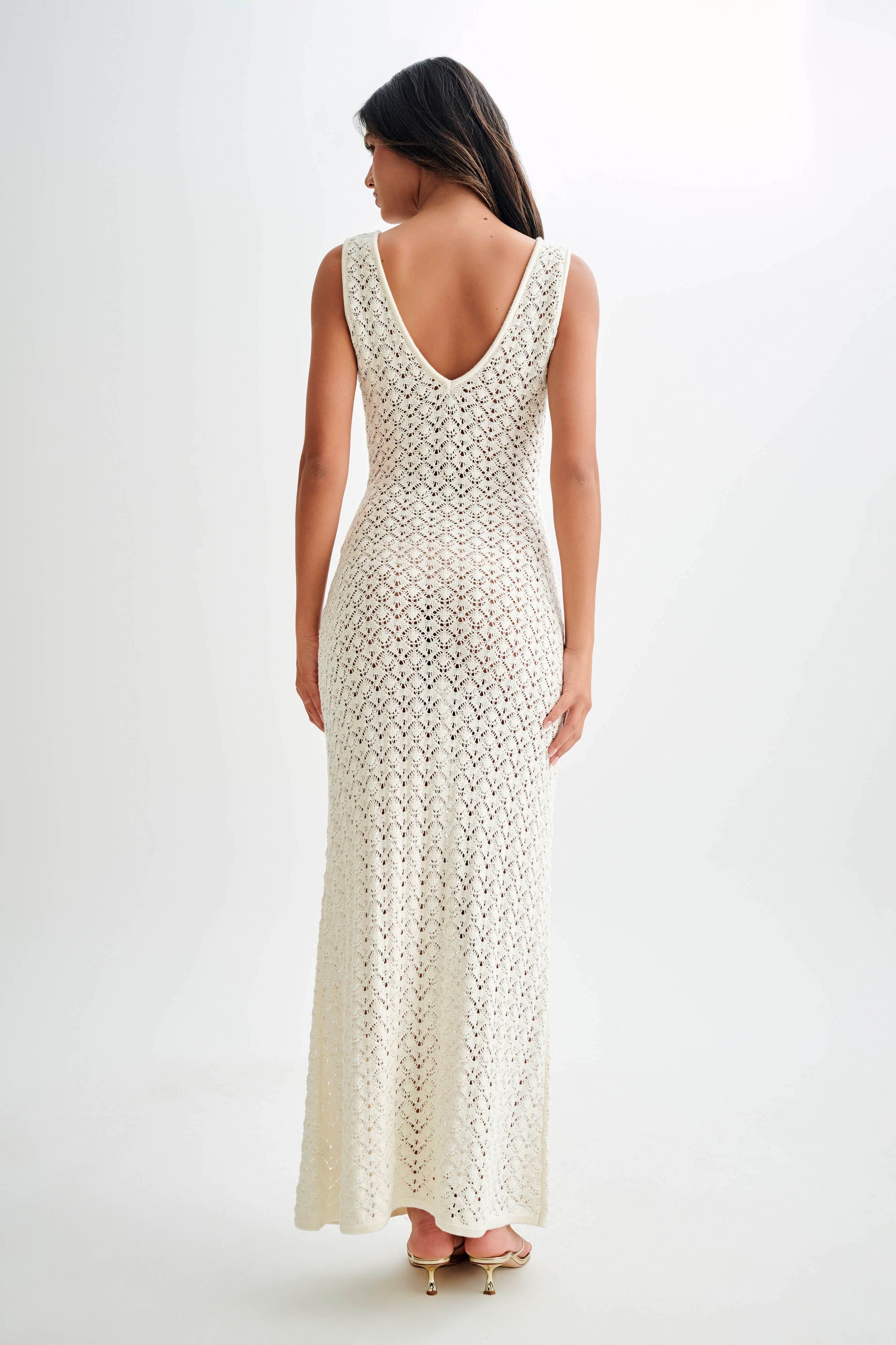 Carter Crochet Sleeveless Maxi Dress - White #4