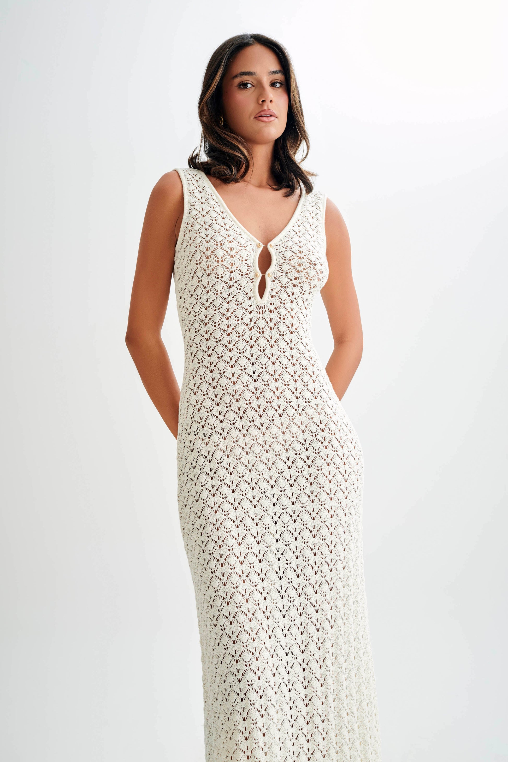 Carter Crochet Sleeveless Maxi Dress - White #9