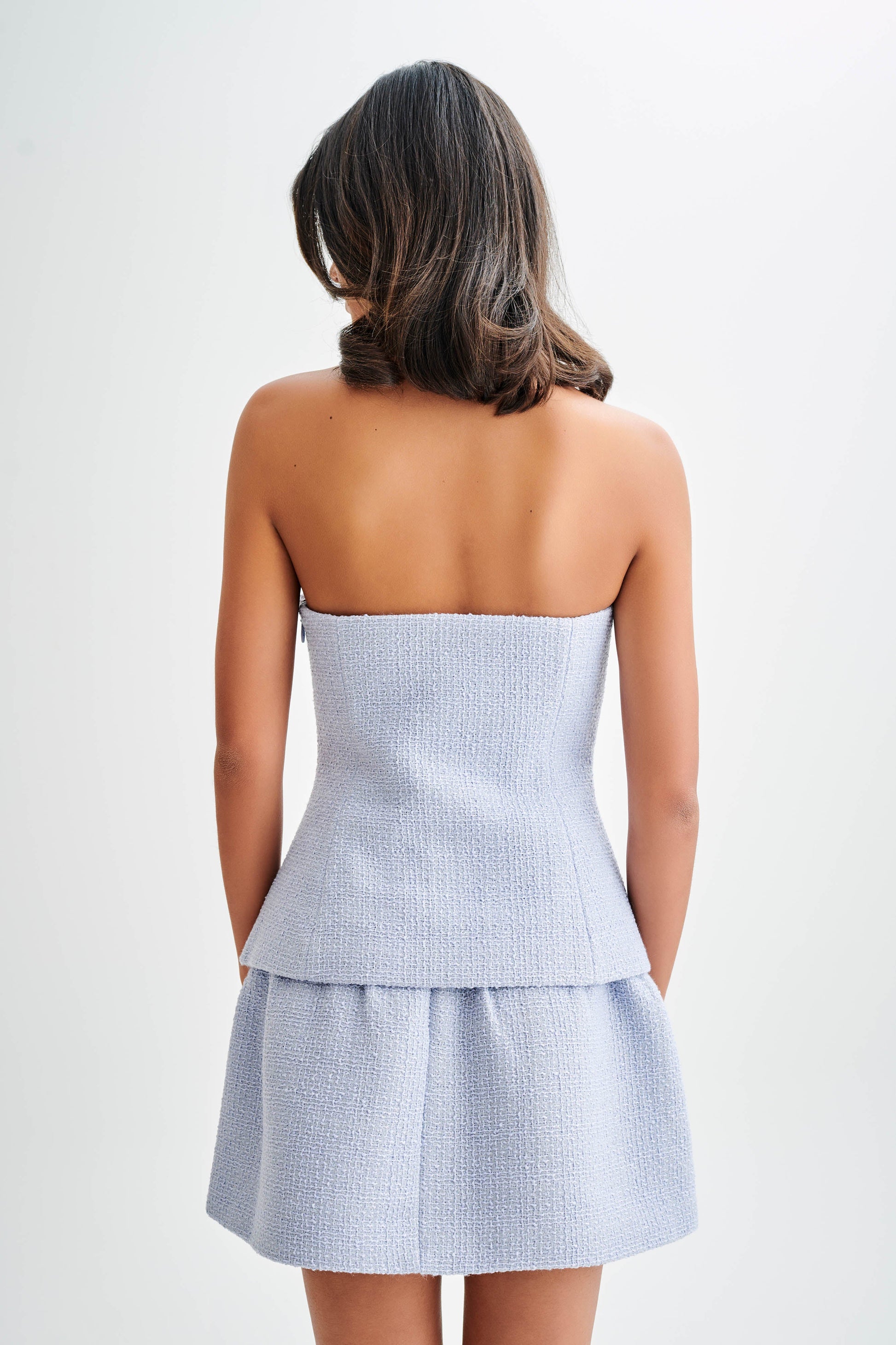 Cyrus Strapless Boucle Top - Sky Blue #3