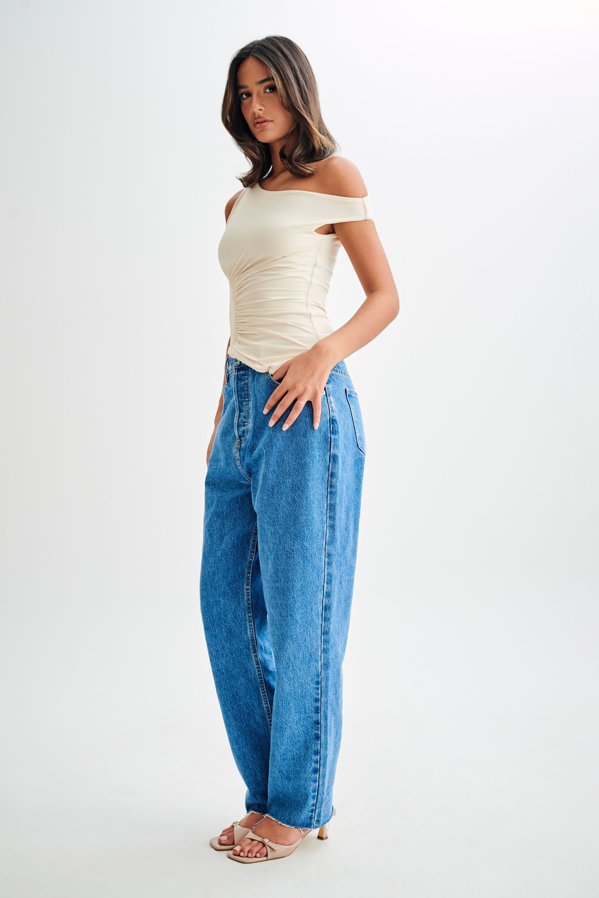 Irving Off Shoulder Slinky Top - Ivory #5