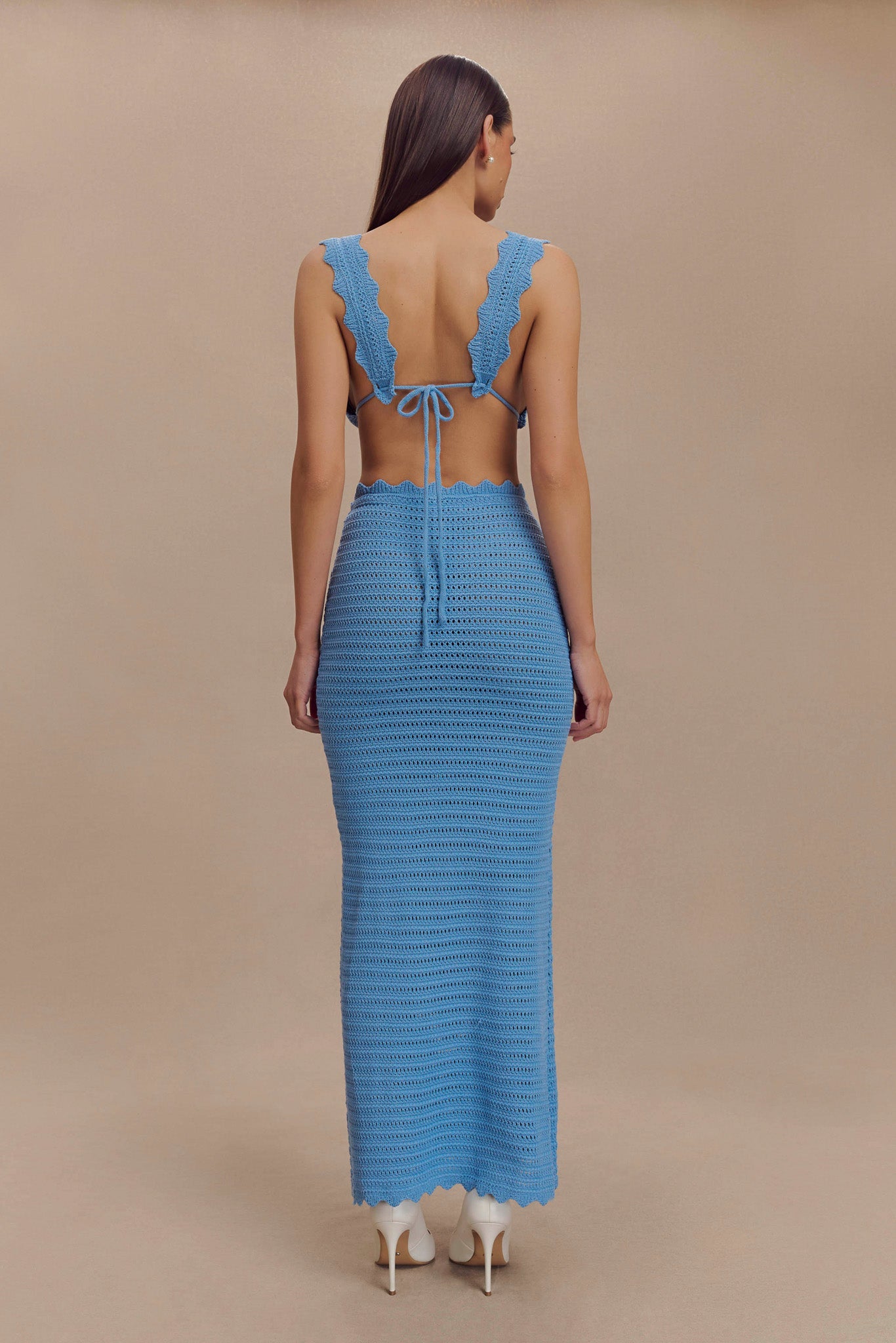 Jadia Crochet Fishtail Maxi Skirt - Cornflower Blue #2