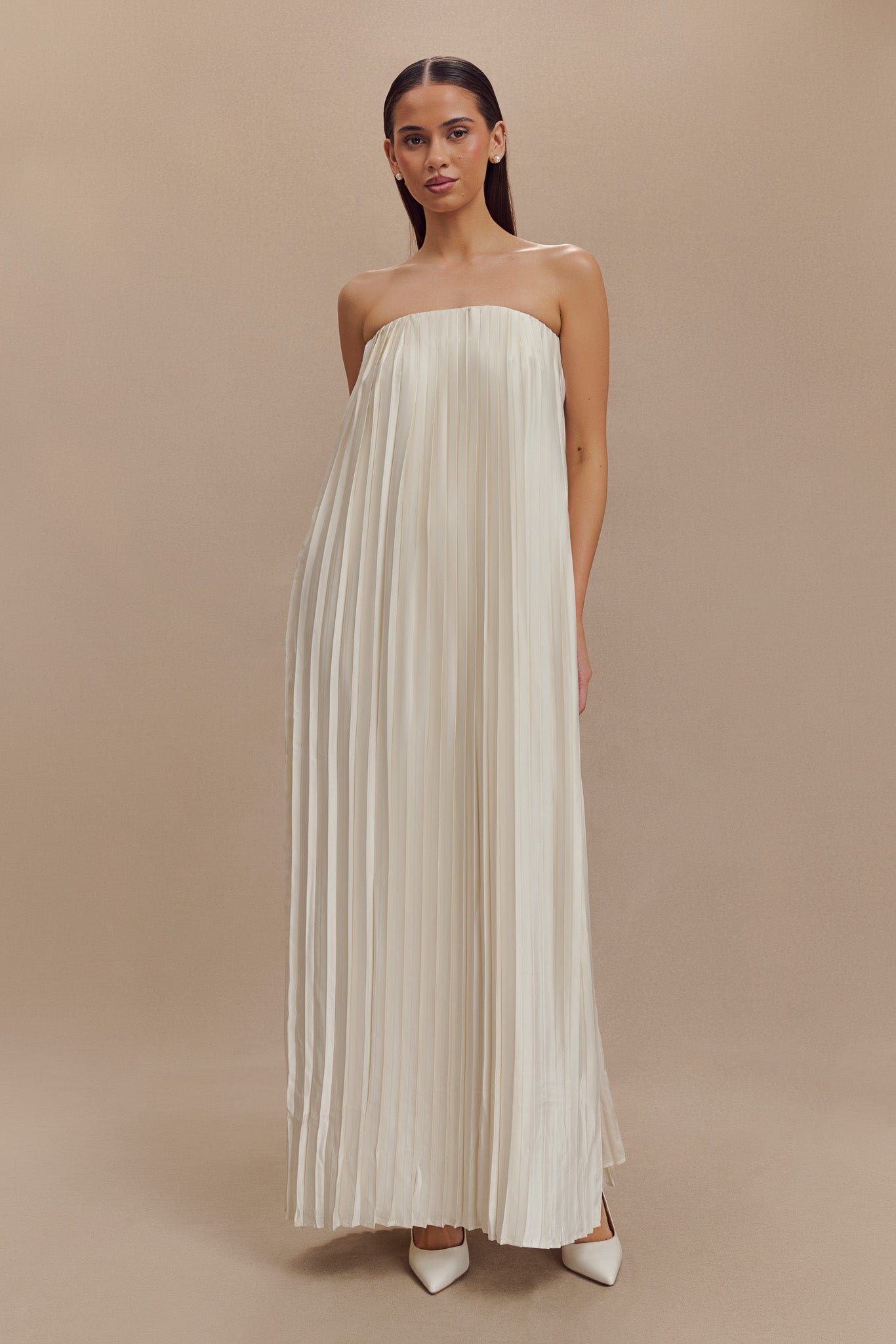 Myrah Plisse Strapless Maxi Dress - Ivory #5