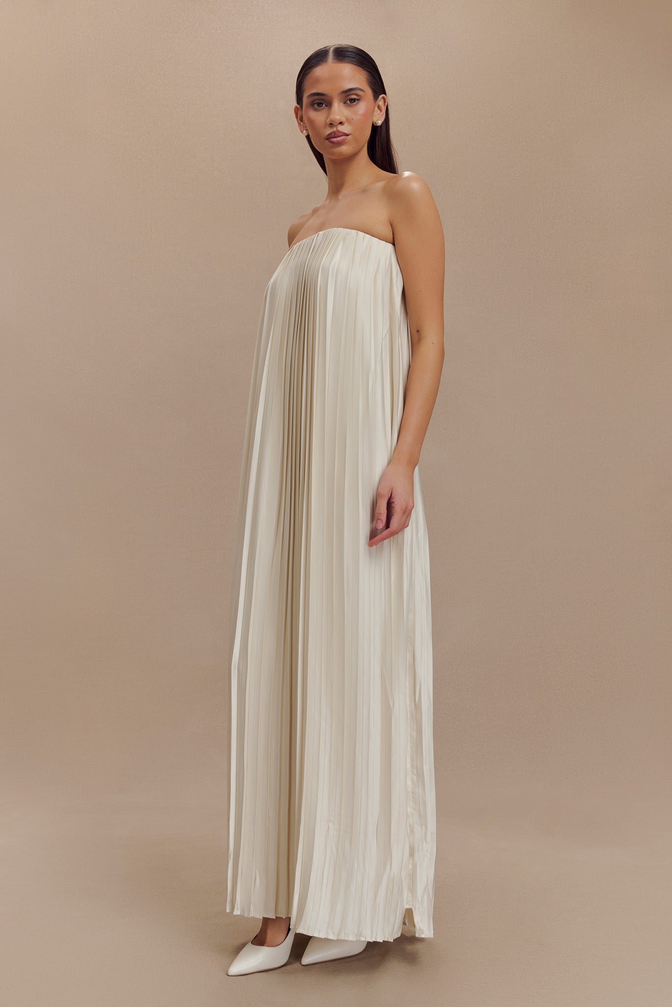 Myrah Plisse Strapless Maxi Dress - Ivory #6