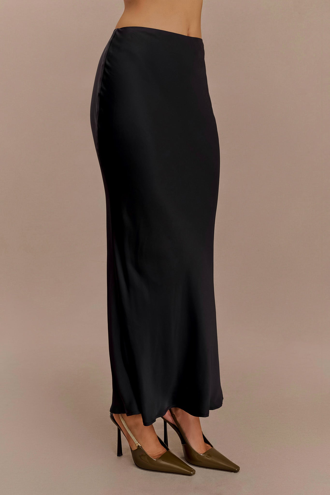 Viviana Satin Maxi Skirt Black MESHKI - Main Image