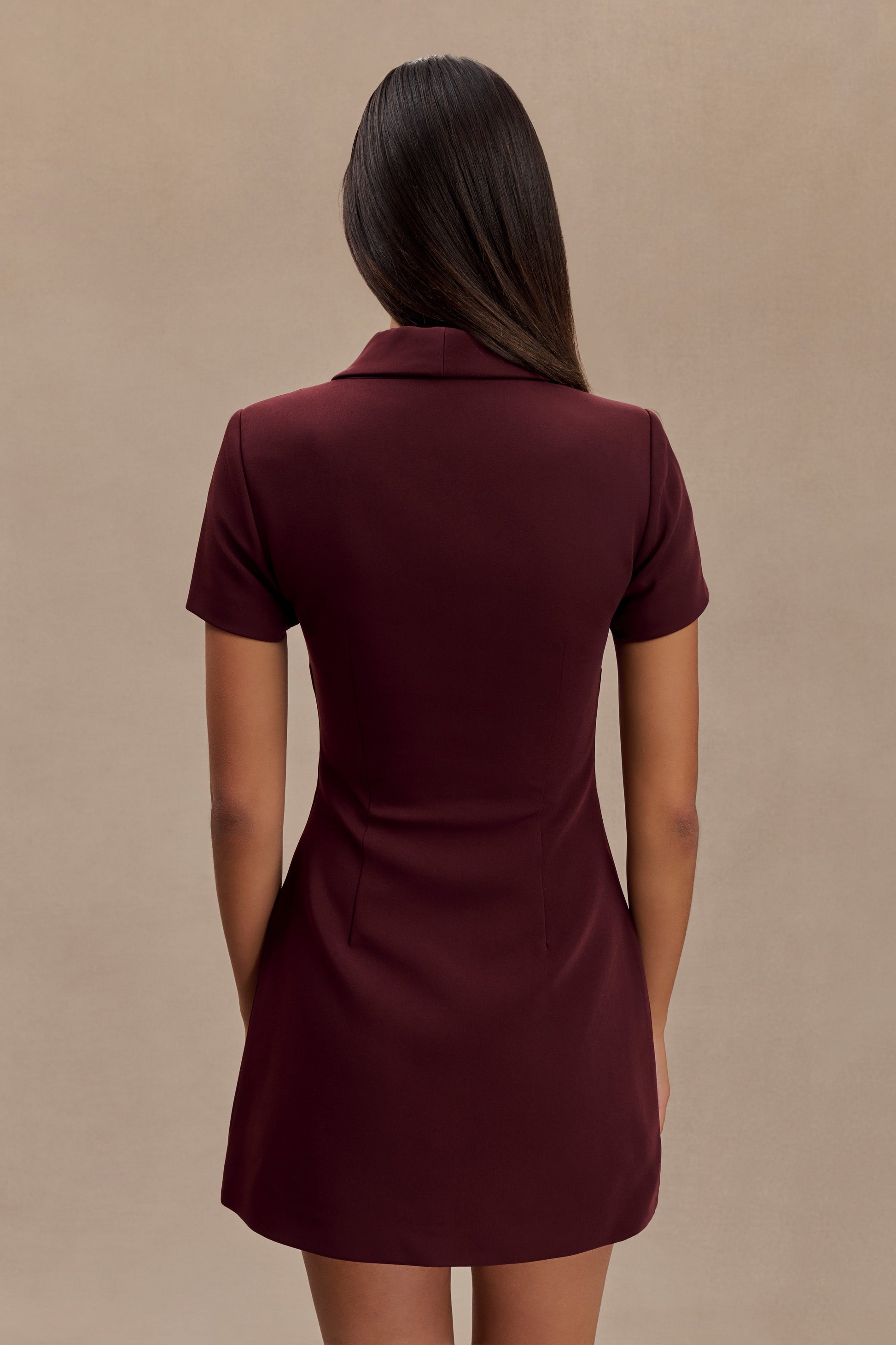 Paolina Collared Suiting Mini Dress - Plum #2