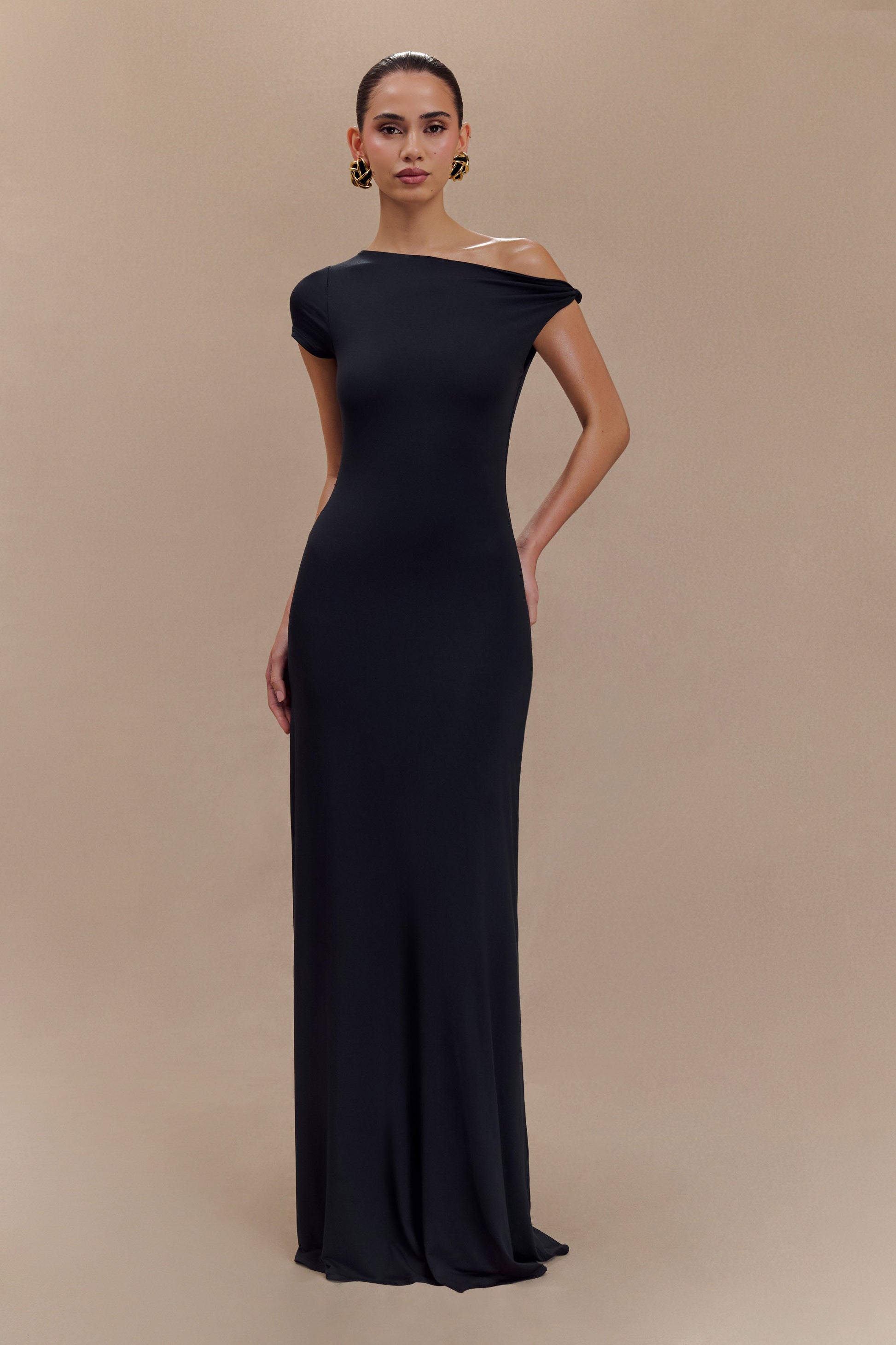 Tamsin Short Sleeve Modal Maxi Dress - Black | MESHKI Tamsin Short Sleeve Modal Maxi Dress - Black | MESHKI