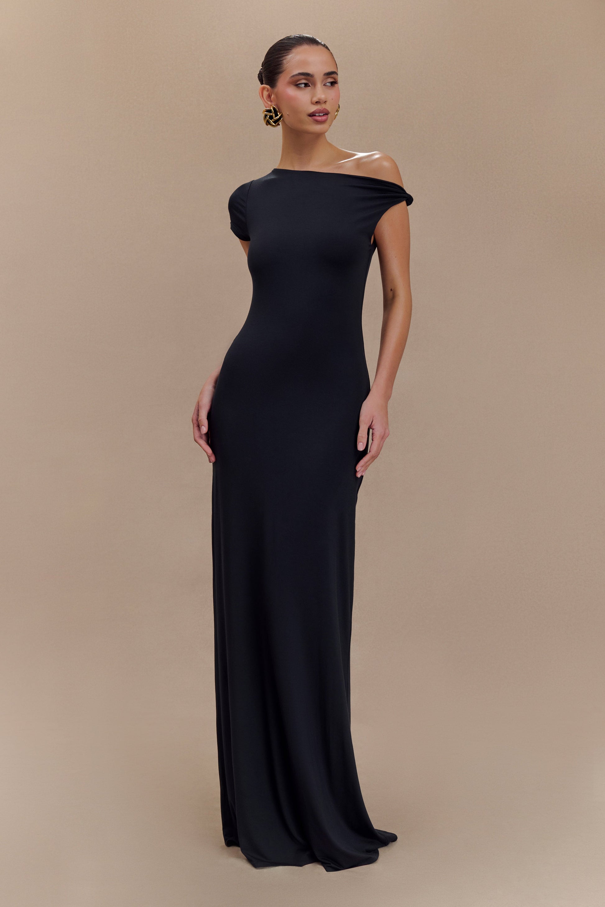 Tamsin Short Sleeve Modal Maxi Dress - Black | MESHKI Tamsin Short Sleeve Modal Maxi Dress - Black | MESHKI