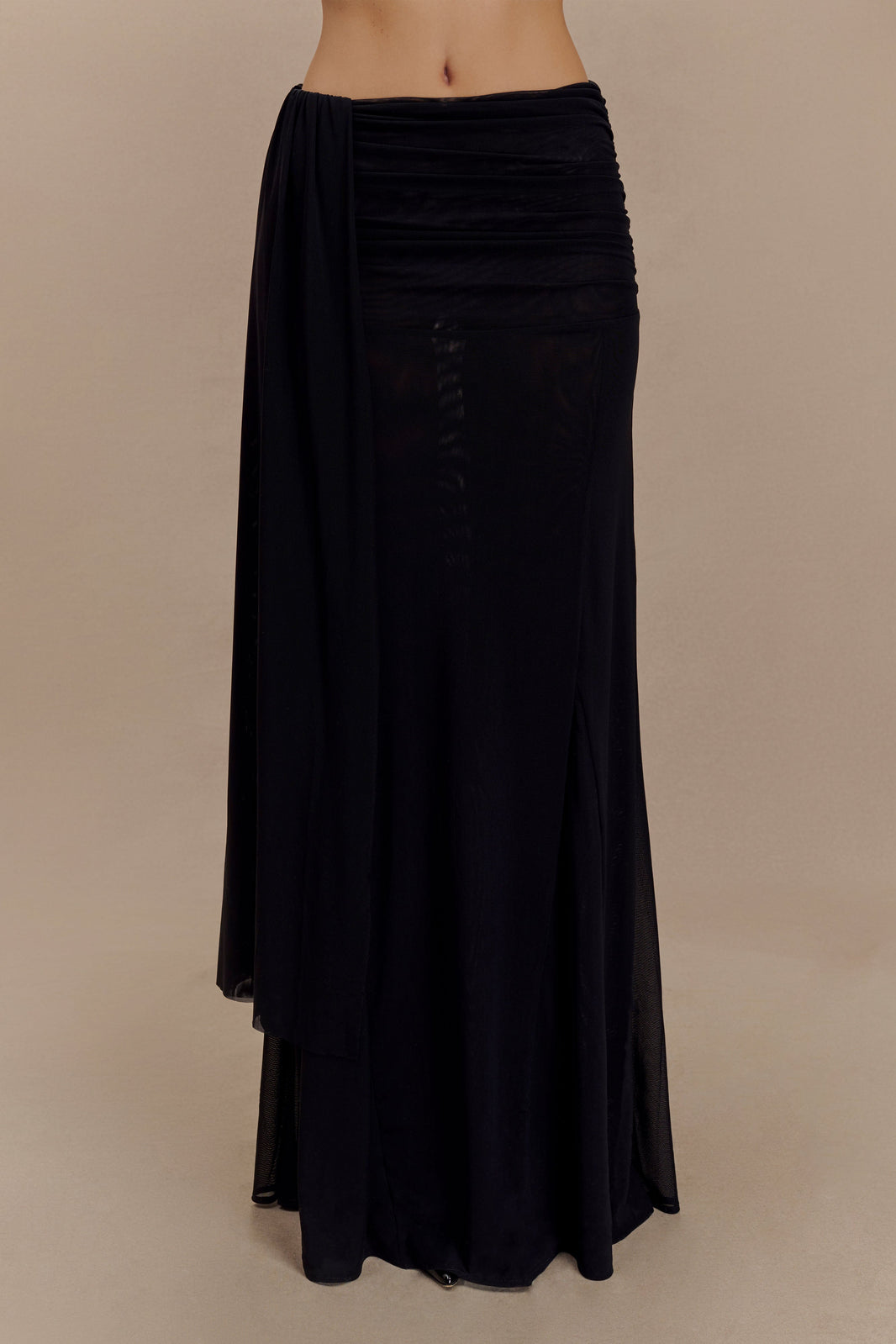 Black Mesh Crop Top & Skirt Pants main image 0