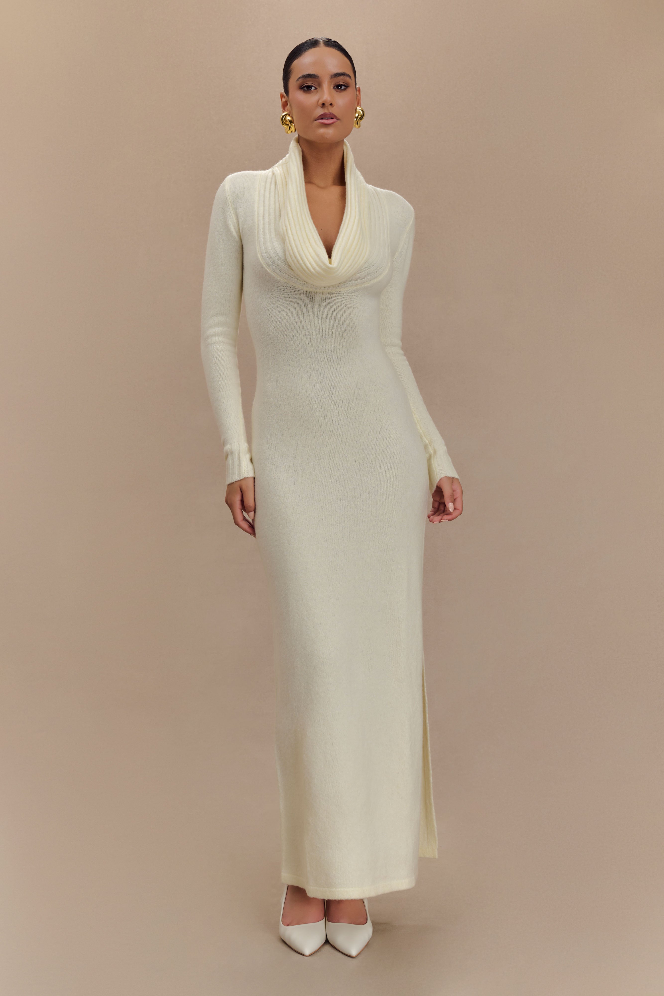 Harper pocket long dress ivory andmary Harper pocket long