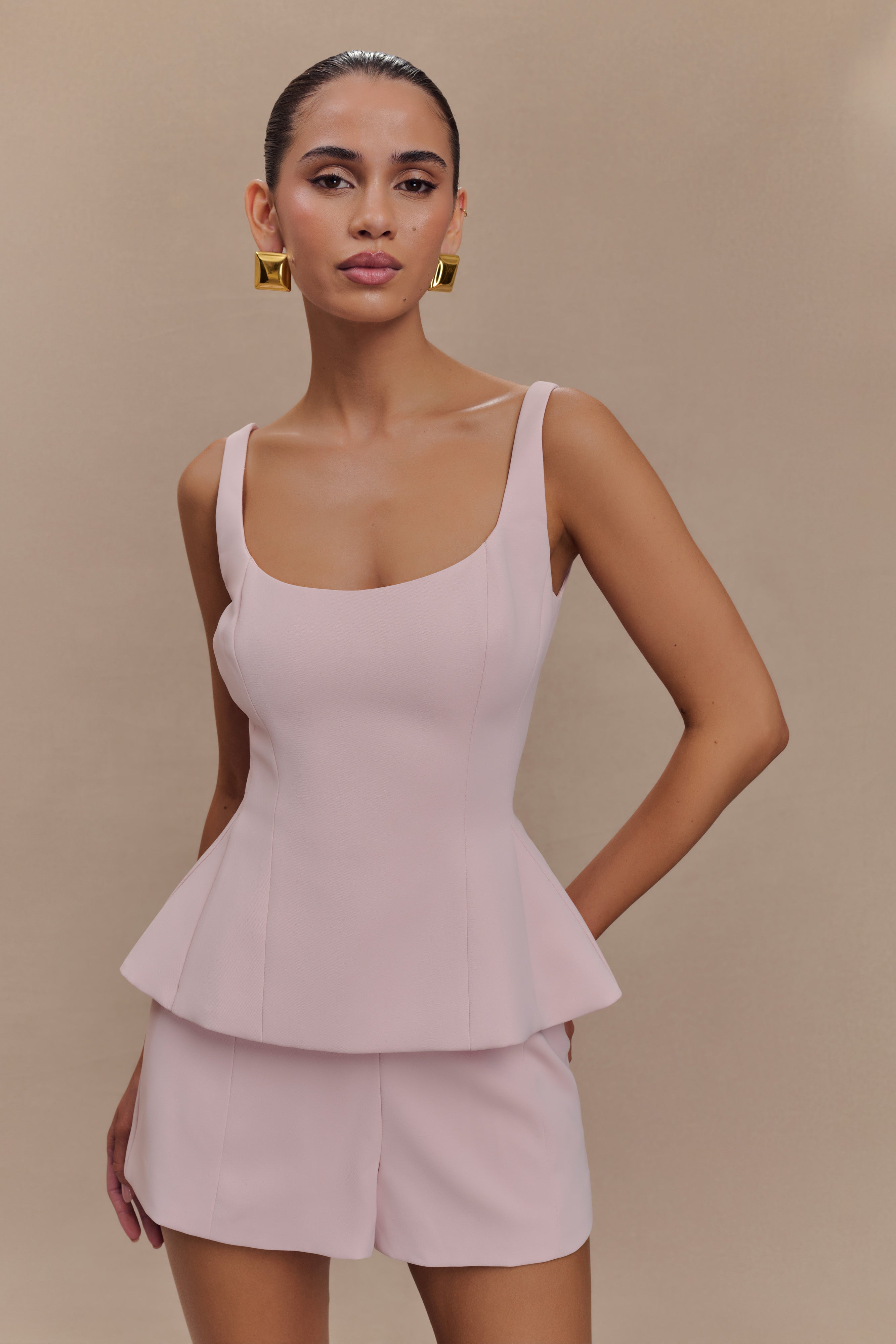 pale pink peplum top