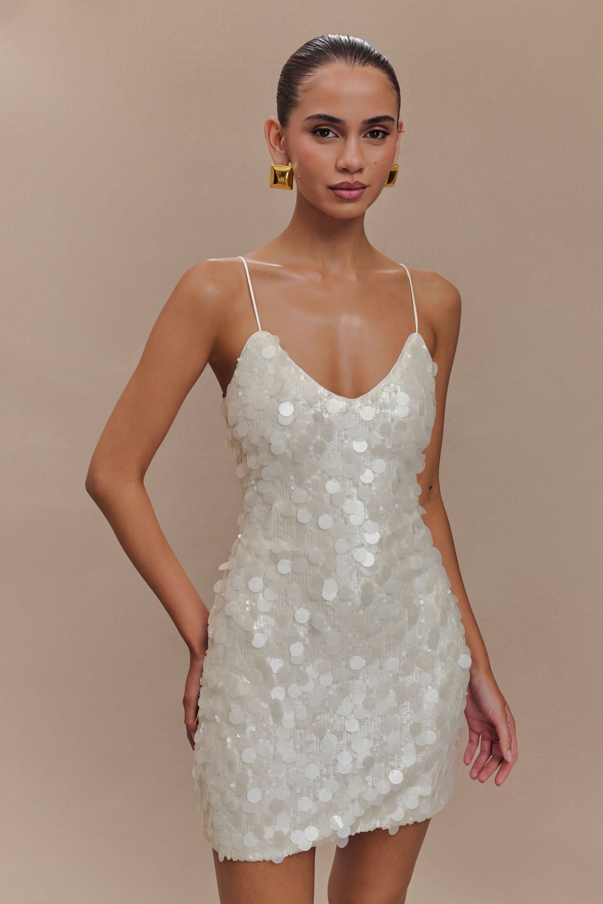 Long White Prom White Lace Sequin Dress Romilly Sequin Mini Dress Ivory MESHKI Long White Prom White Lace Sequin Dress Romilly Sequin Mini Dress Ivory MESHKI
