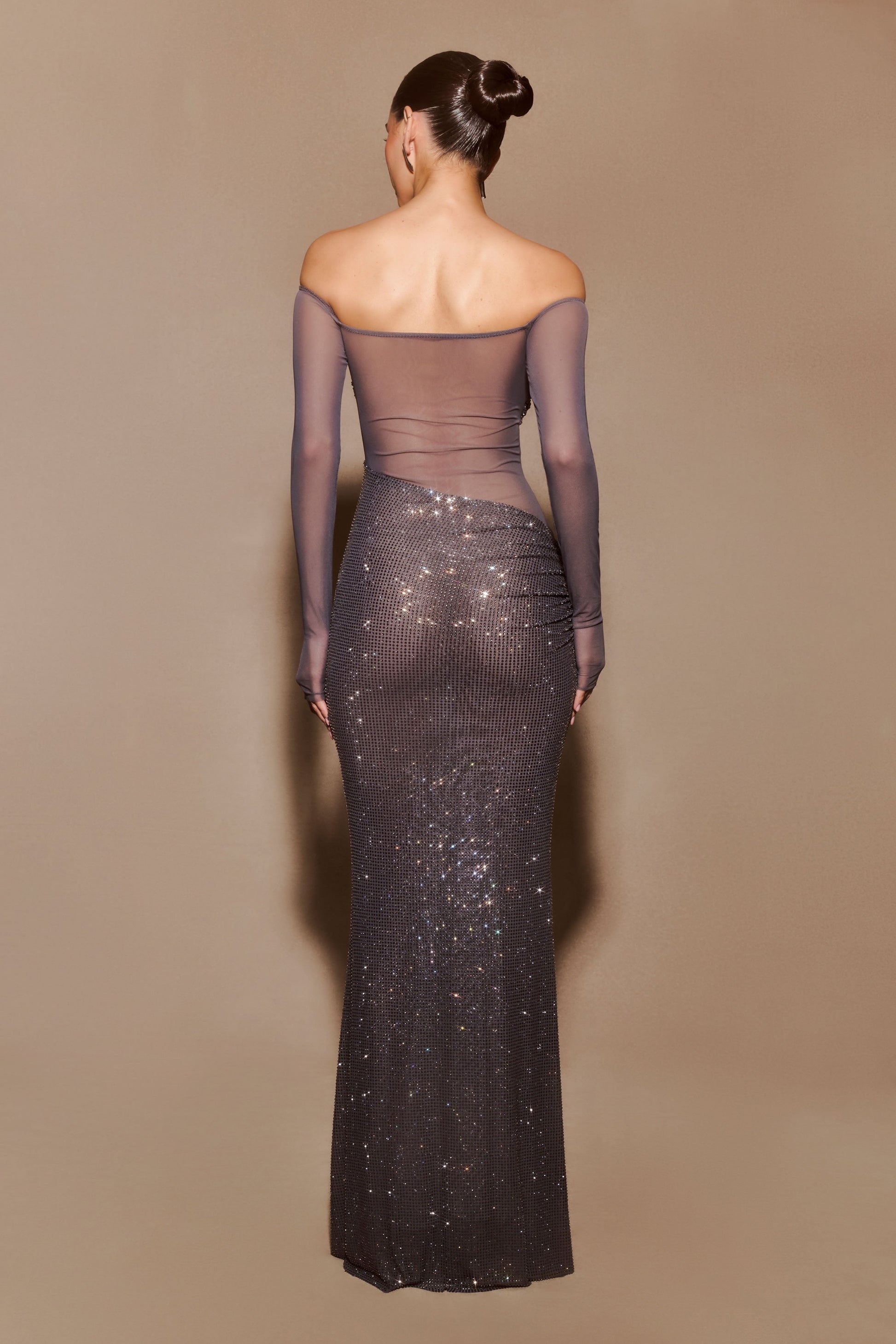 gunmetal maxi dress Cut Out Draped Short Sleeve Deep V-Neck, Jawdropper Maxi Dress in Gun Metal, Size S,