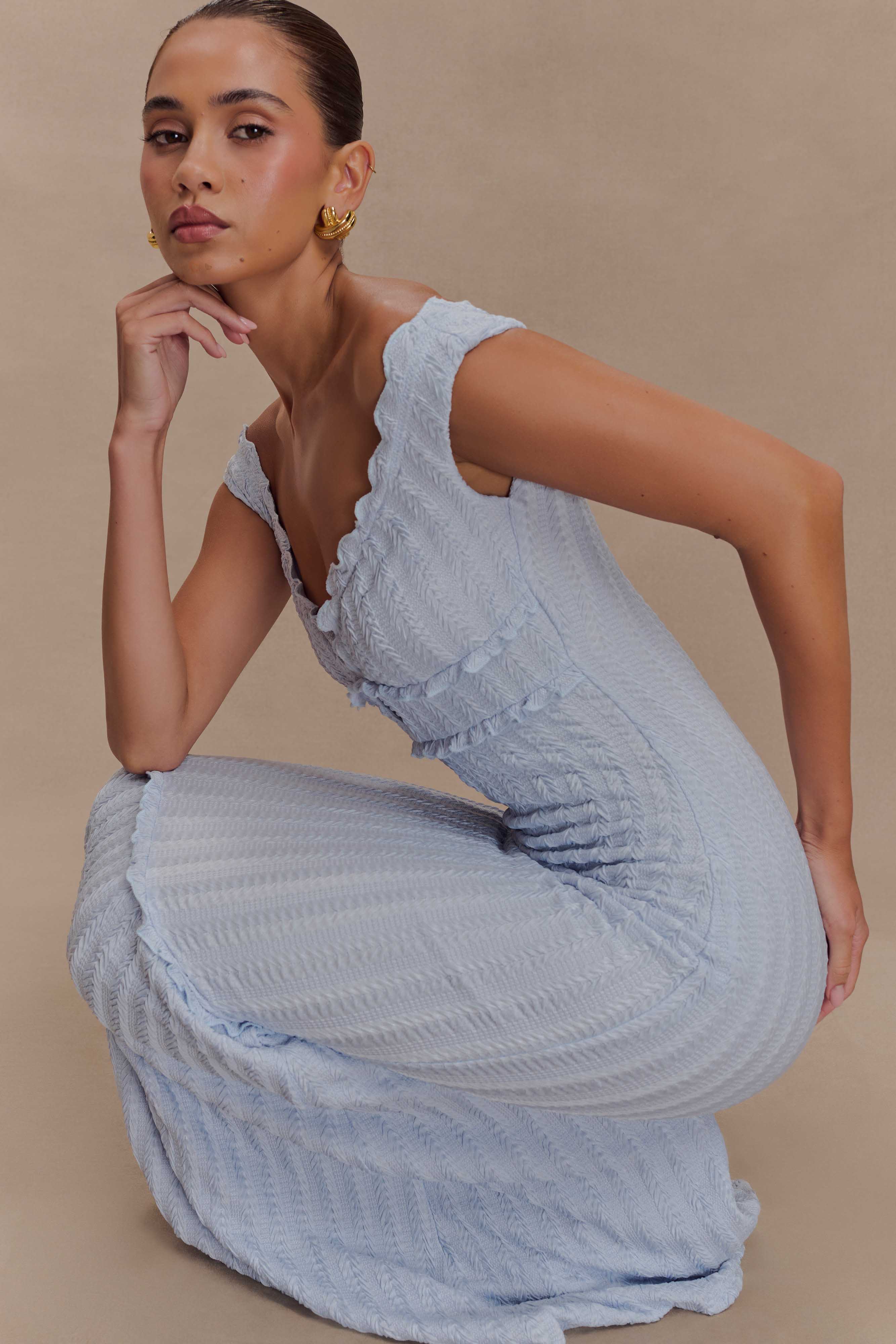 meshki blue dress off shoulder Natalie Off Shoulder Maxi Dress - Sky Blue