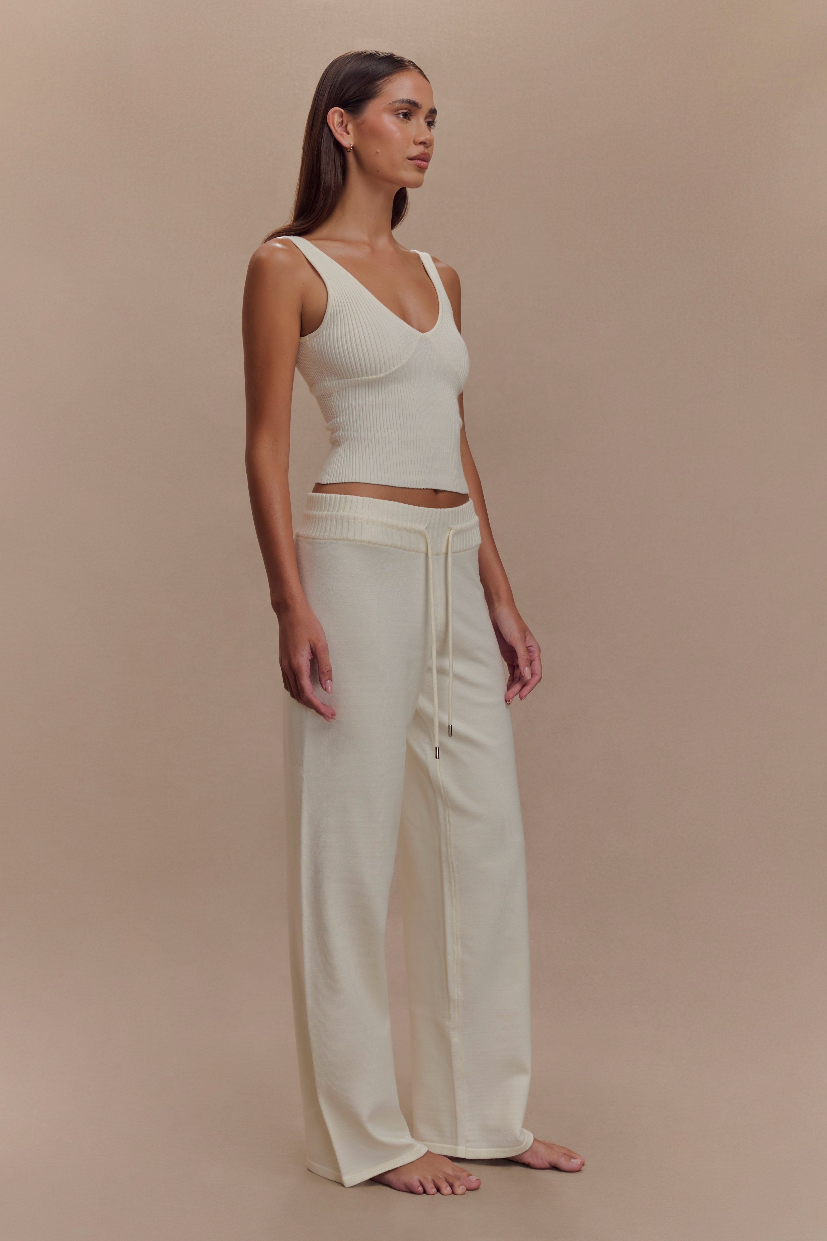 Natalya Knit Wide Leg Pants - Ivory | MESHKI