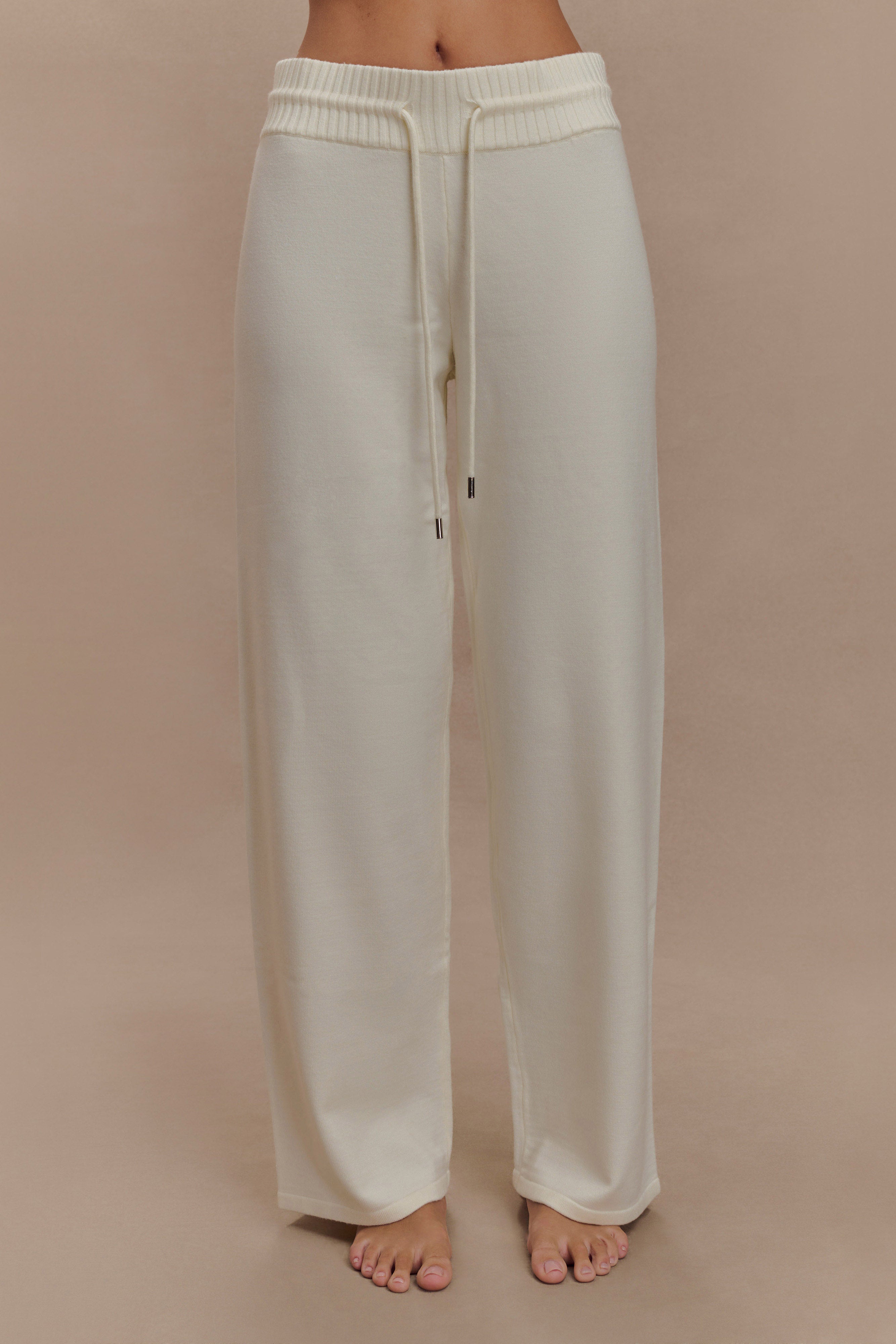 Natalya Knit Wide Leg Pants - Ivory | MESHKI