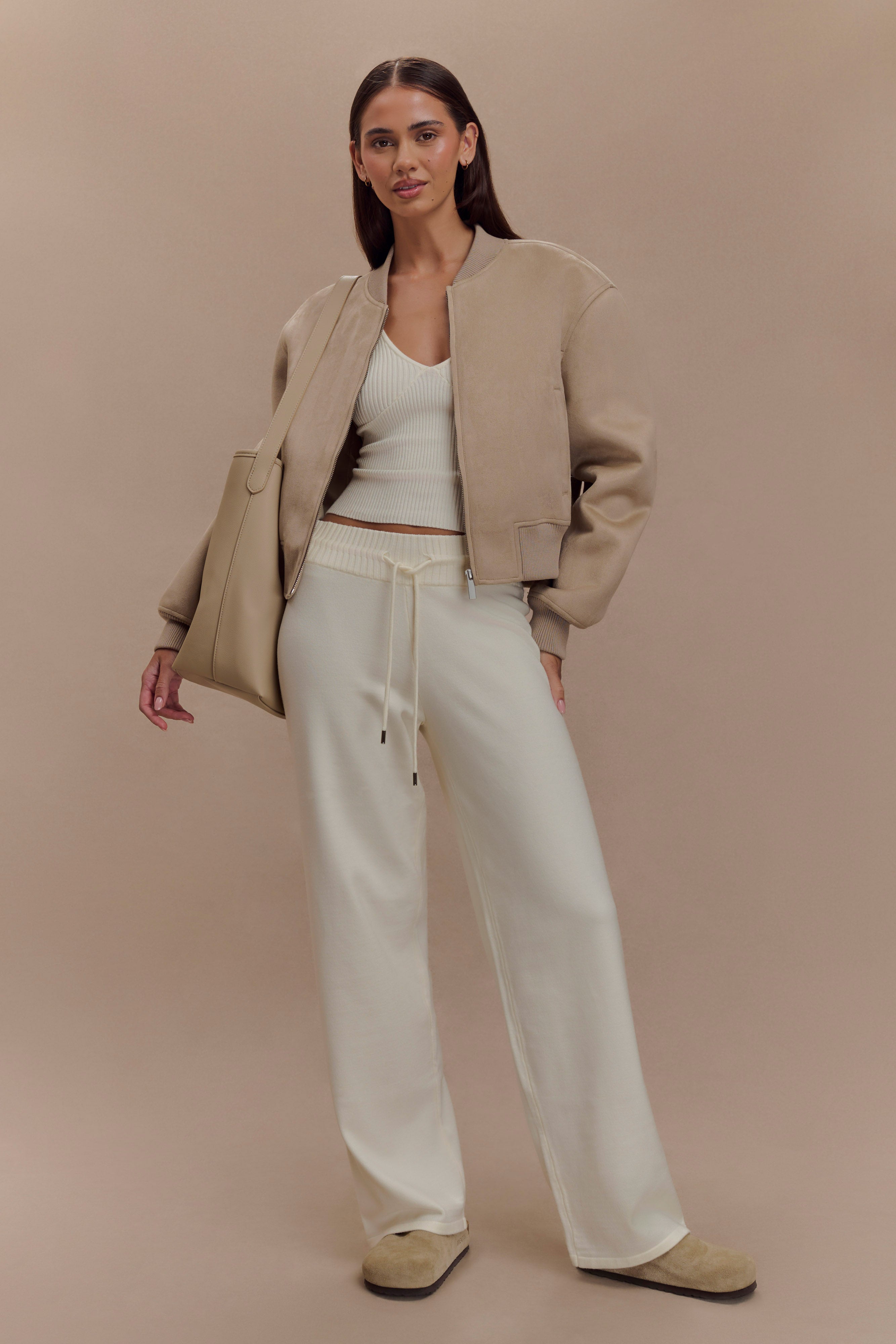 Natalya Knit Wide Leg Pants - Ivory | MESHKI