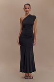 Chloe Peached Jersey One Shoulder Midi Dress - Mahogany
