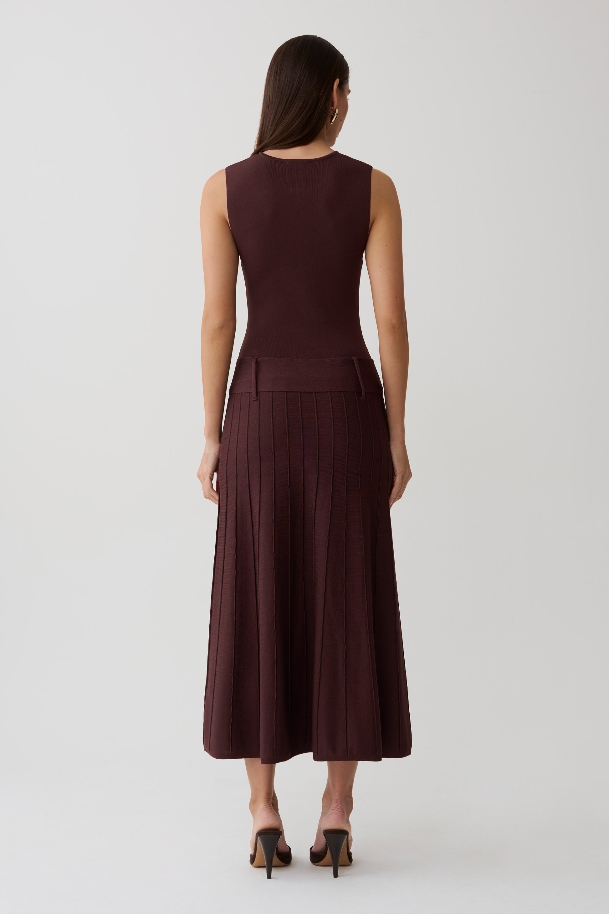 Rebena Pleated Midi Dress - Chocolate #2