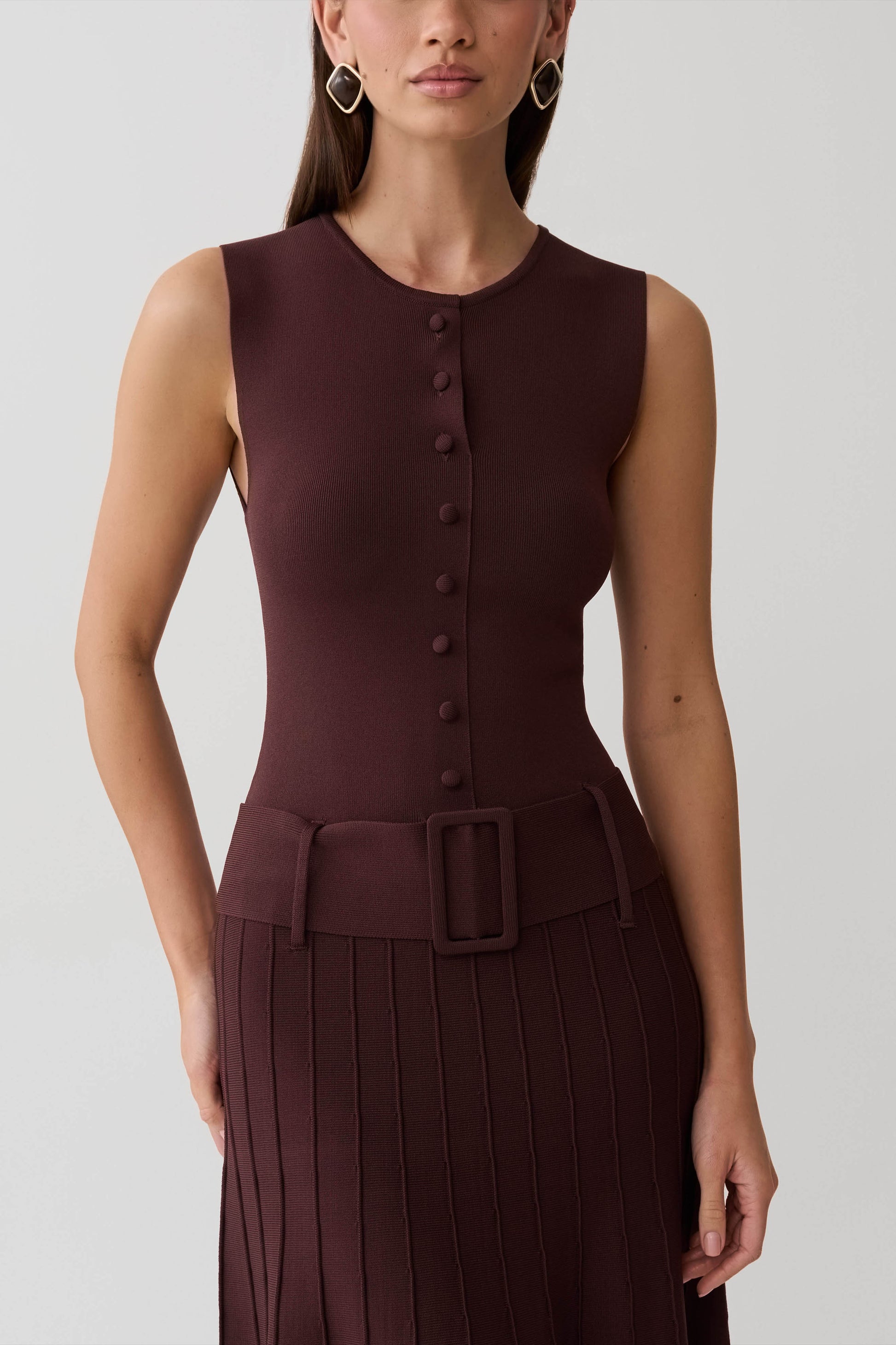 Rebena Pleated Midi Dress - Chocolate #6
