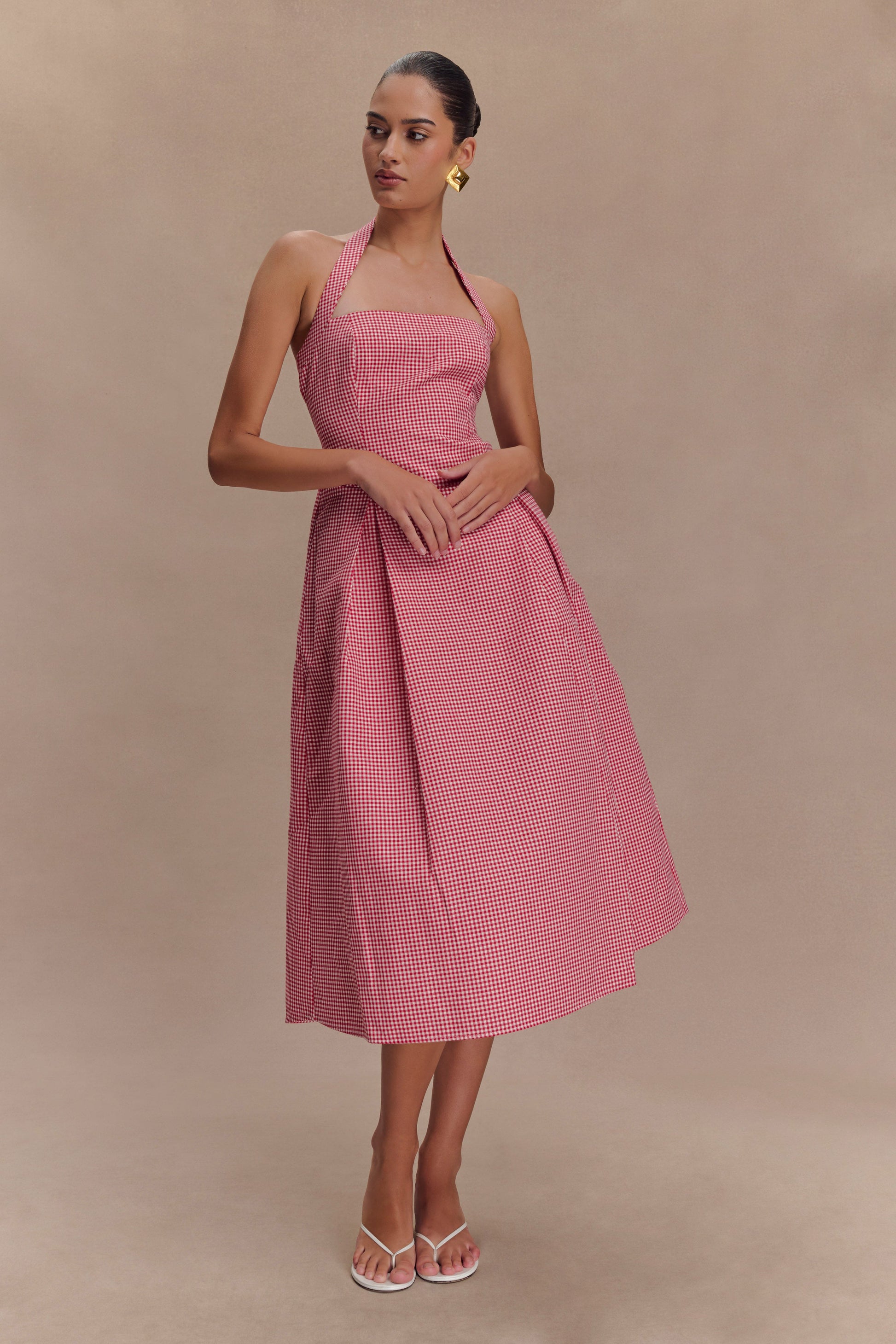 Juana Halter Midi Dress - Red Gingham | MESHKI Juana Halter Midi Dress - Red Gingham | MESHKI