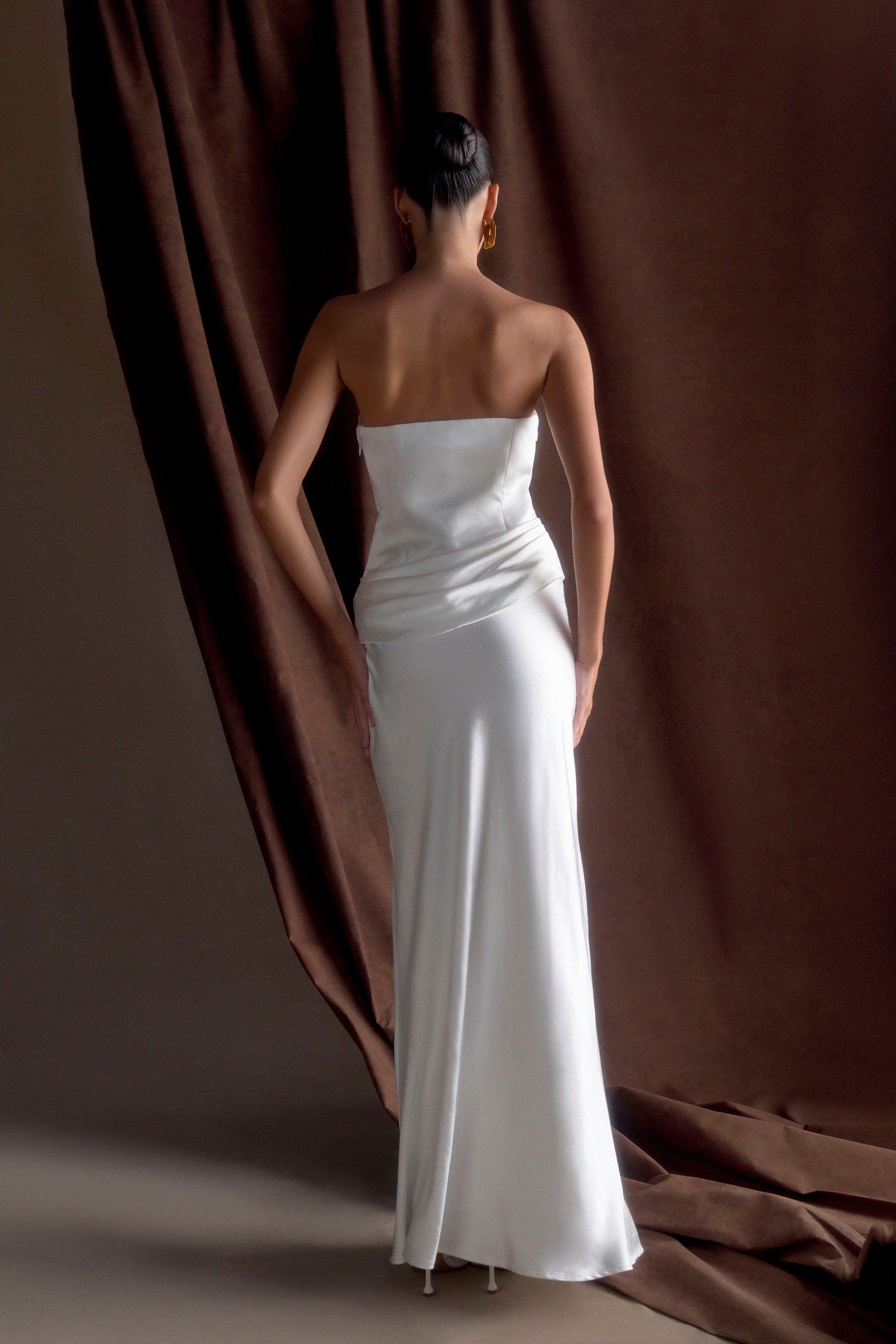 Jasmine Strapless Satin Maxi Dress White MESHKI jasmine-strapless-satin-maxi-dress-white-meshki