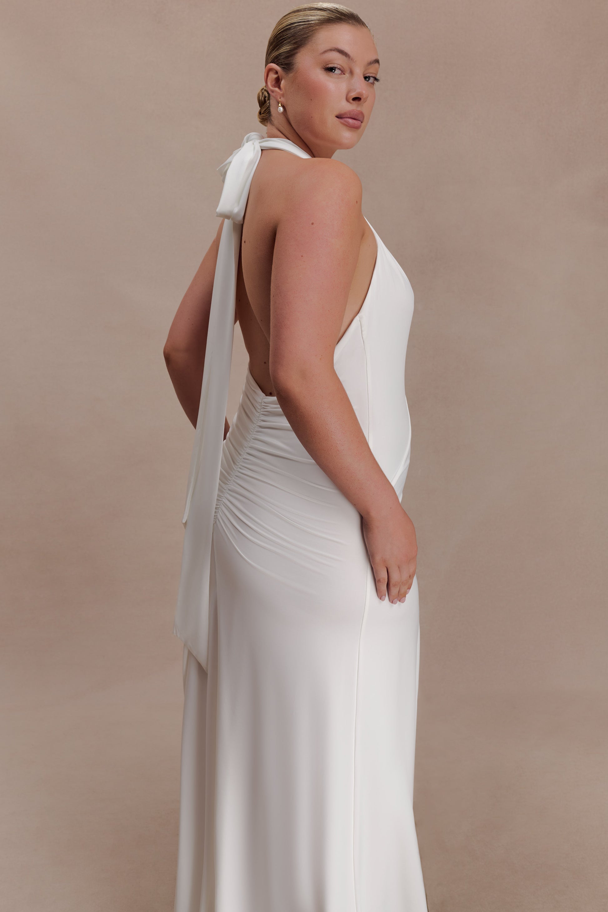 Juliet Slinky Maxi Dress With Scarf - White #6