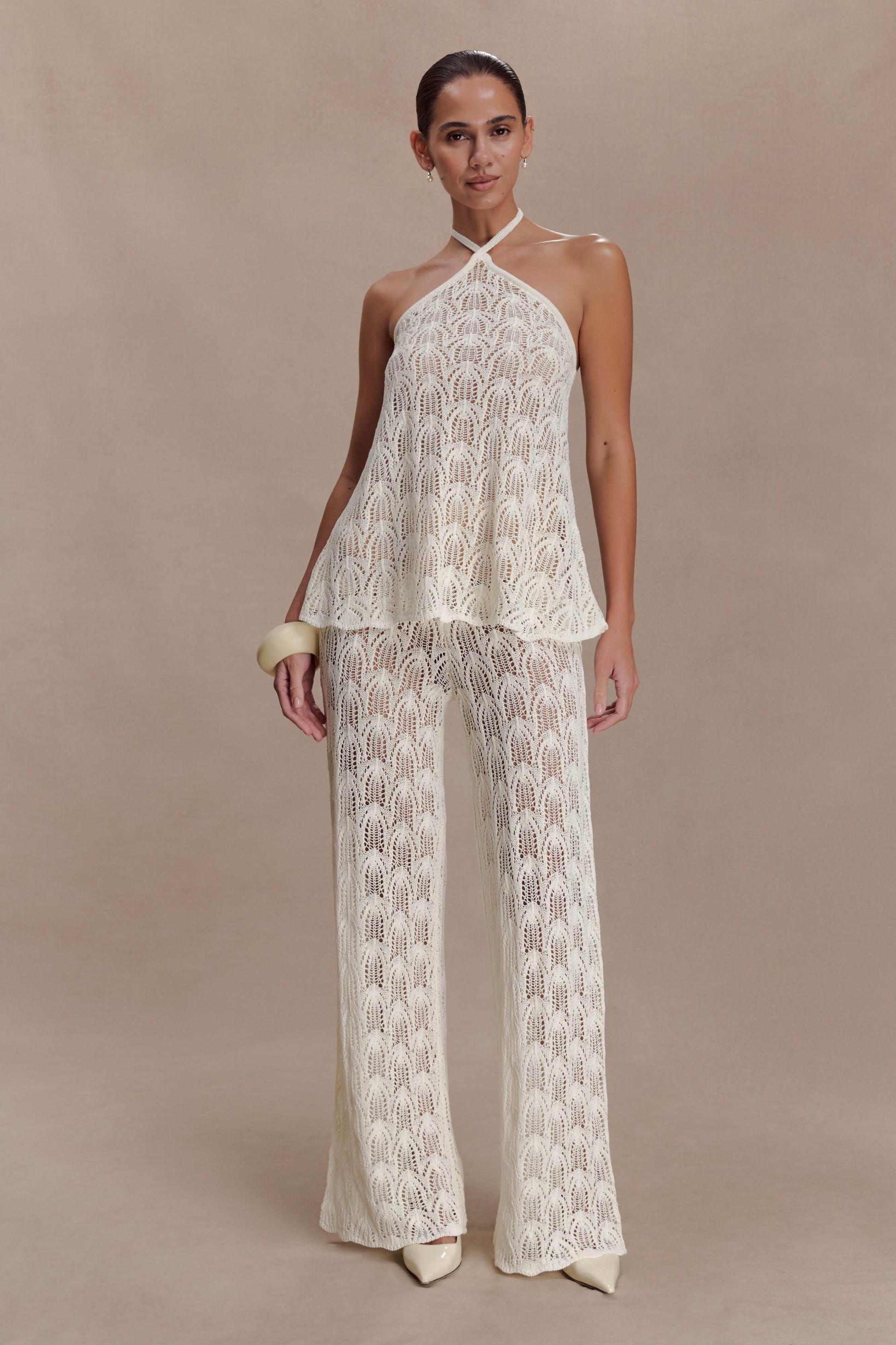 Corey Crochet Halter Neck Top - Ivory #6