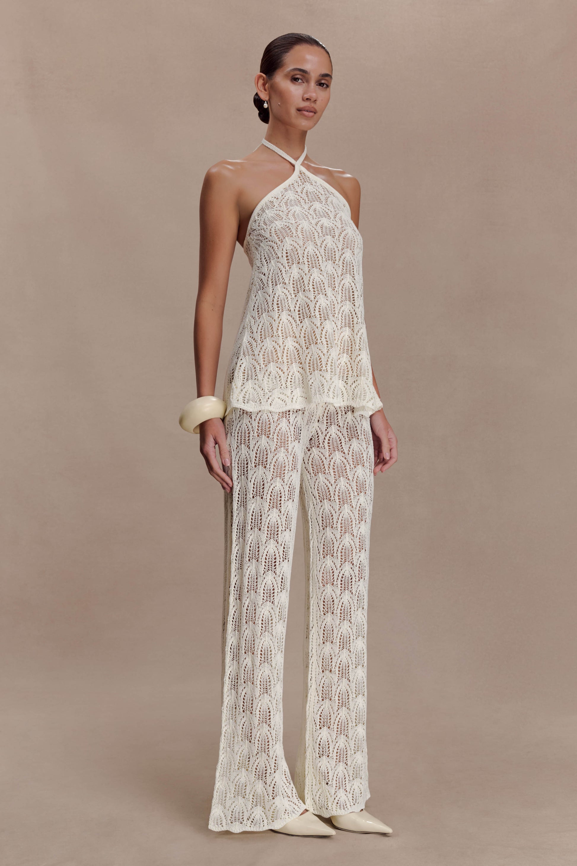 Corey Crochet Halter Neck Top - Ivory #4