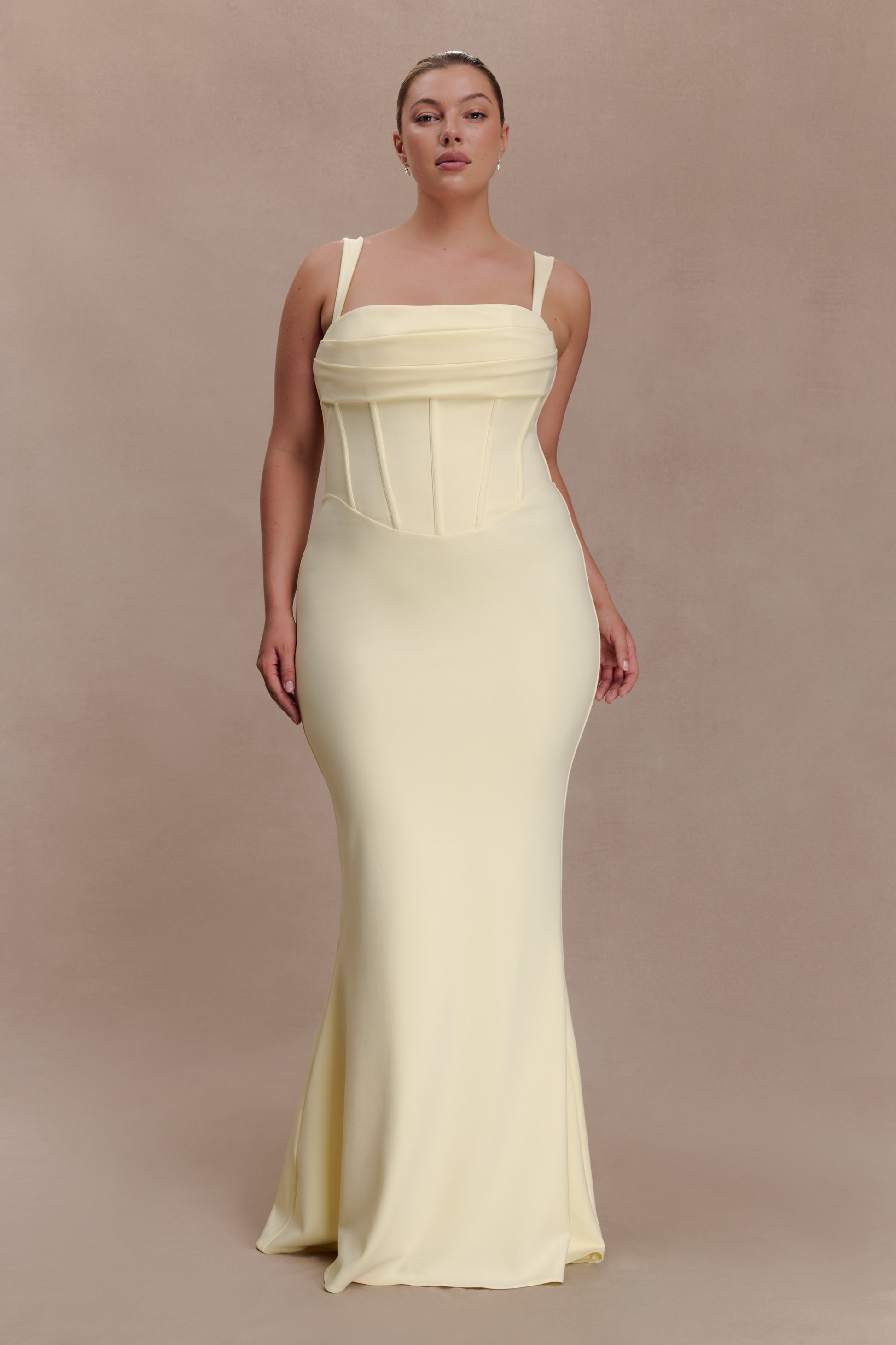 Luella Crepe Corset Maxi Dress - Lemon #8