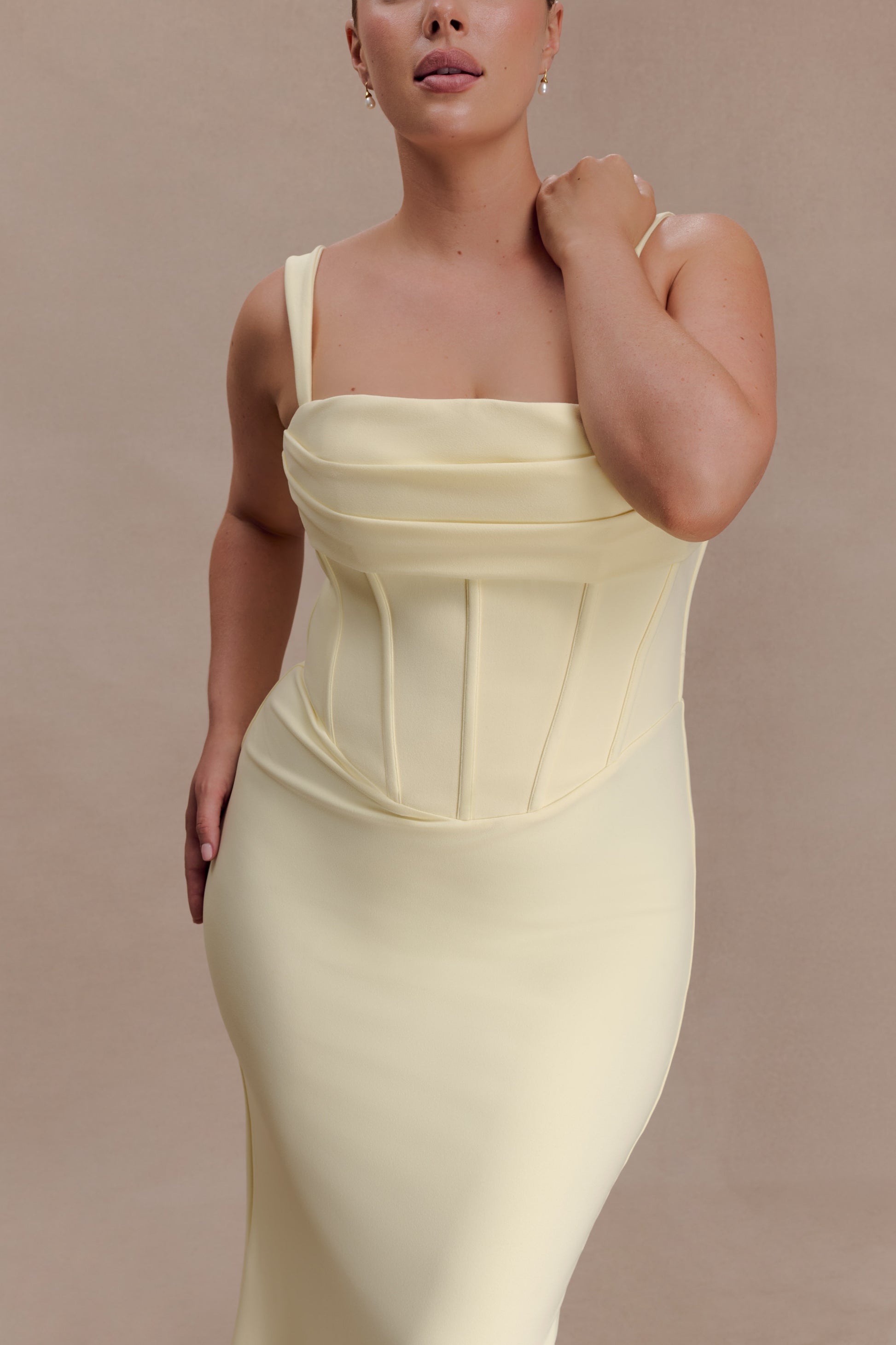Luella Crepe Corset Maxi Dress - Lemon #7