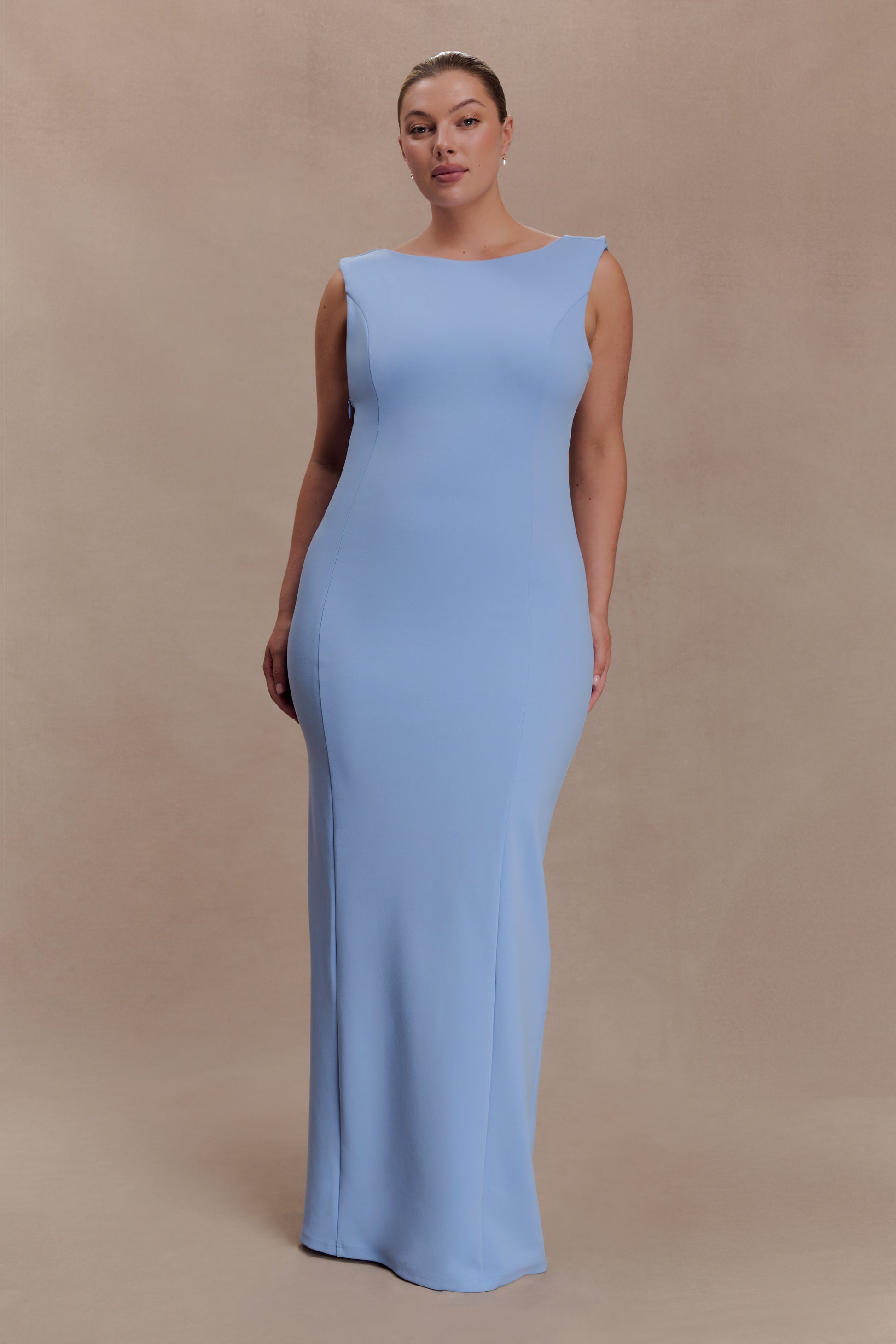 Galilea Crepe Draped Maxi Dress - Cornflower Blue | MESHKI