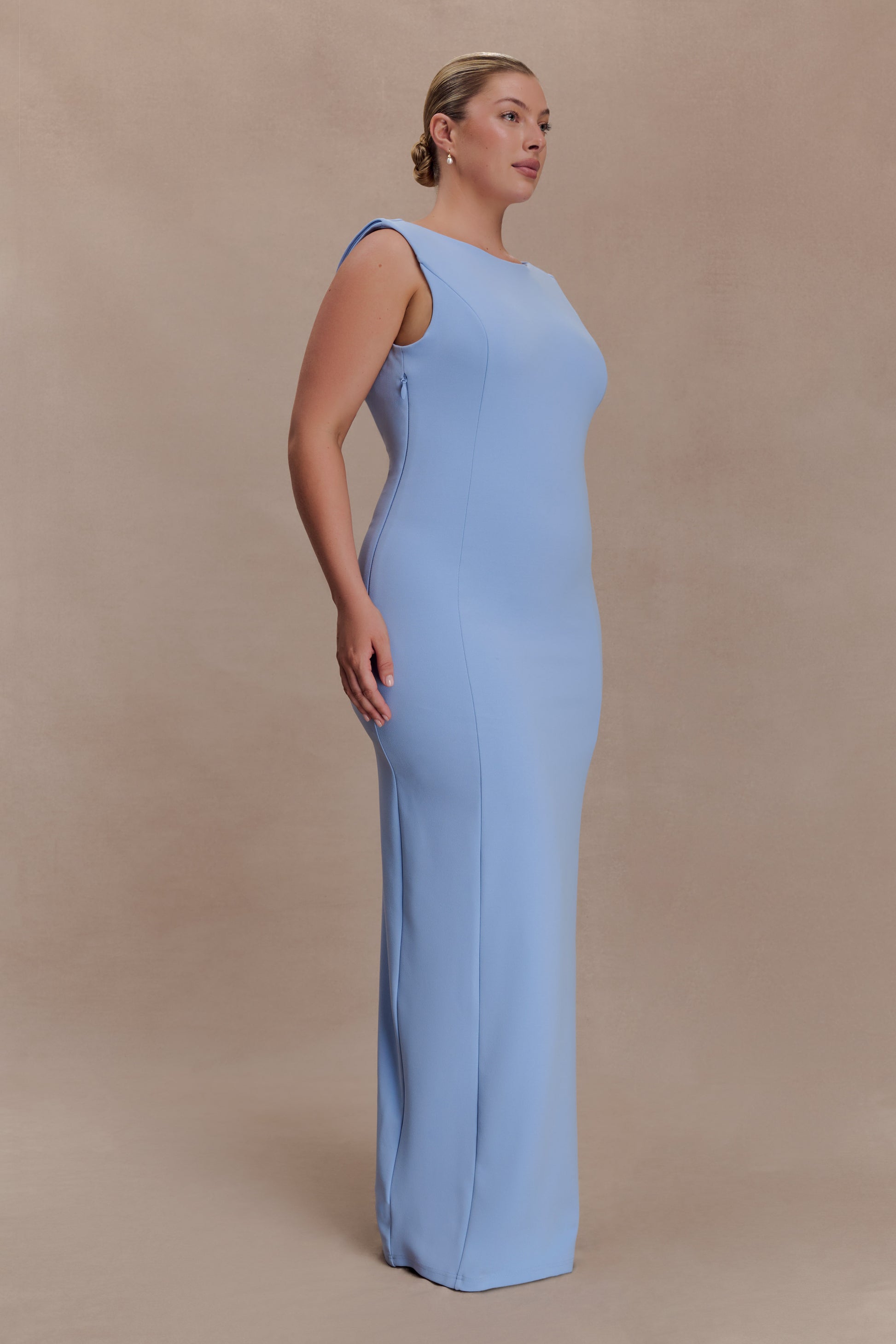 Galilea Crepe Draped Maxi Dress - Cornflower Blue #7