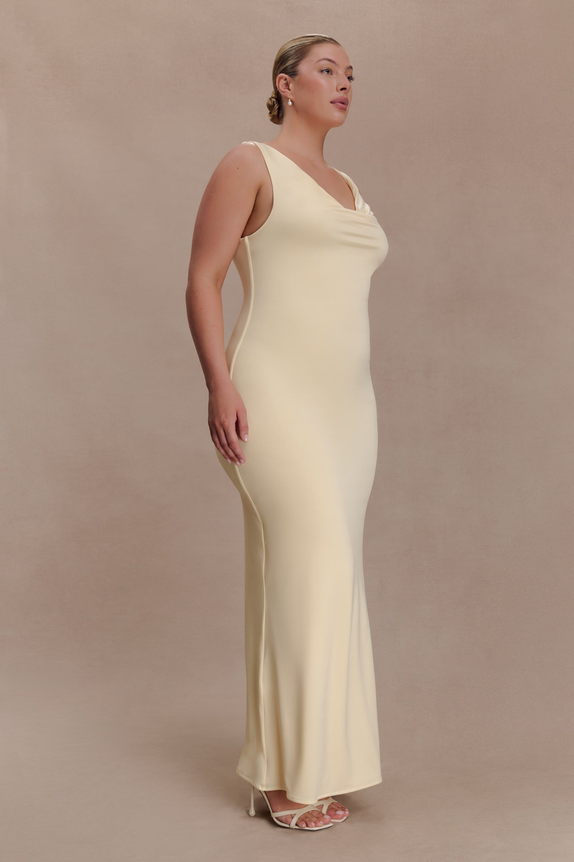 Marta Slinky Cowl Maxi Dress - Lemon #8
