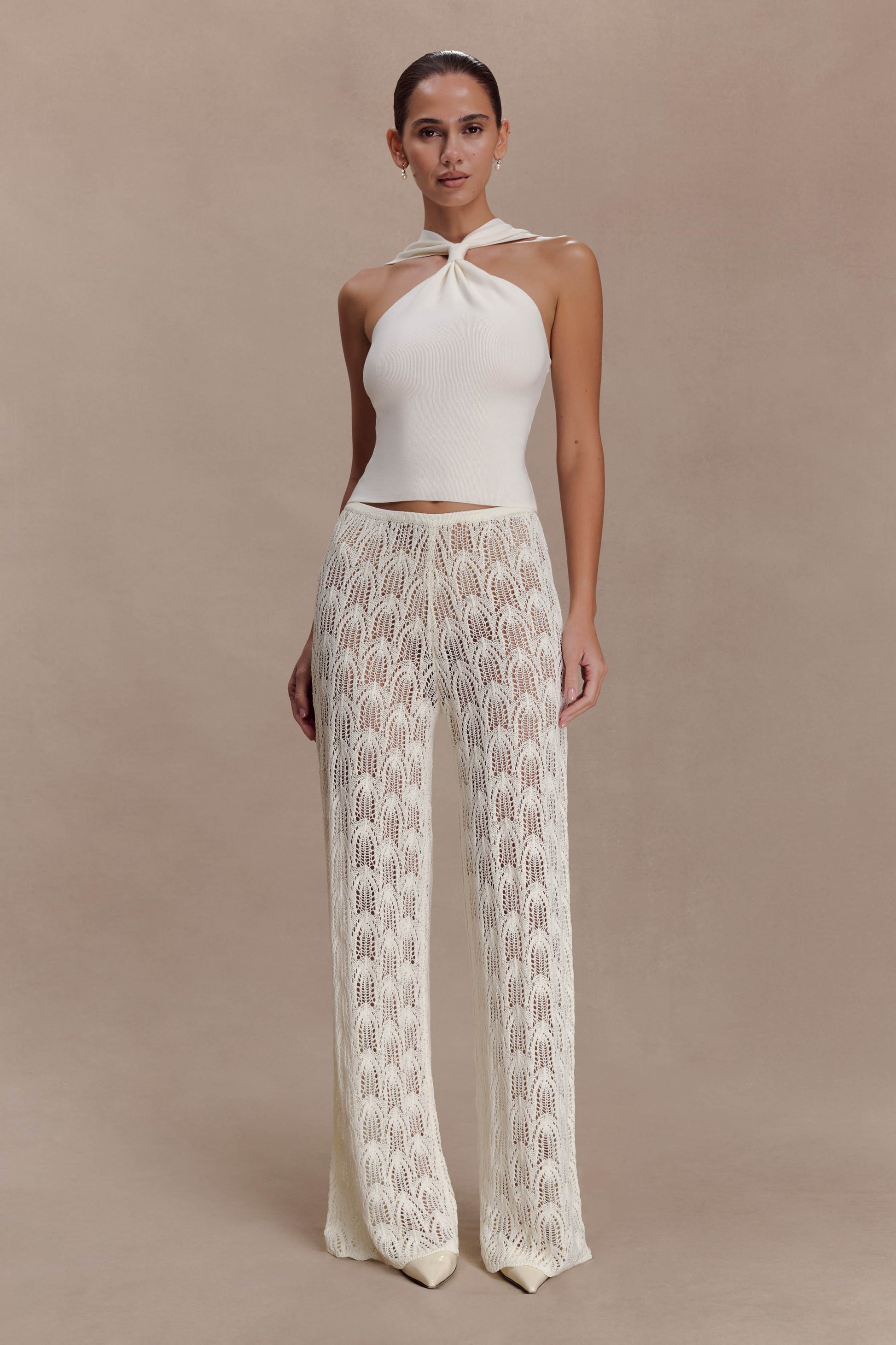 Angelika Twist Front Knit Top - Ivory #5