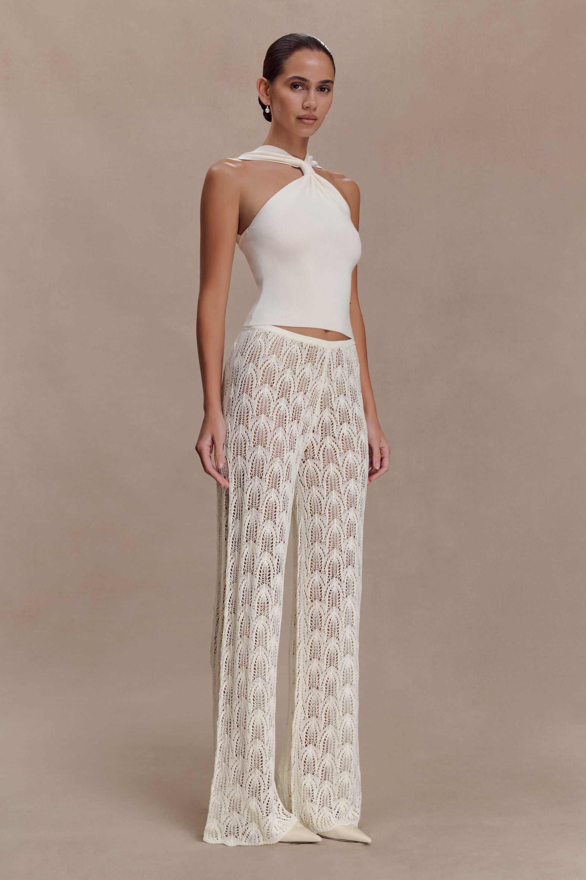 Angelika Twist Front Knit Top - Ivory #4