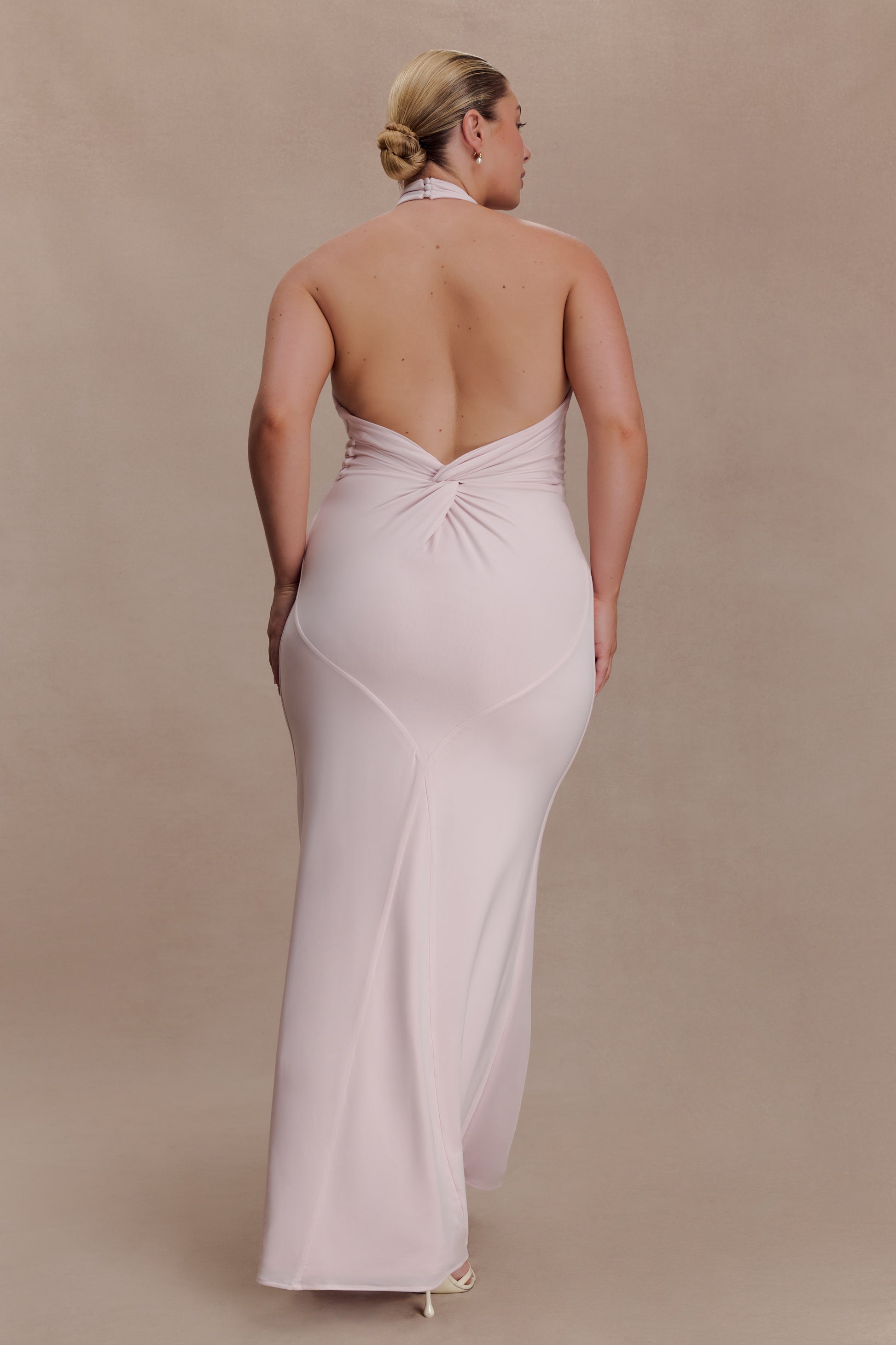 Elyna Slinky Halter Maxi Dress - Pale Pink #2