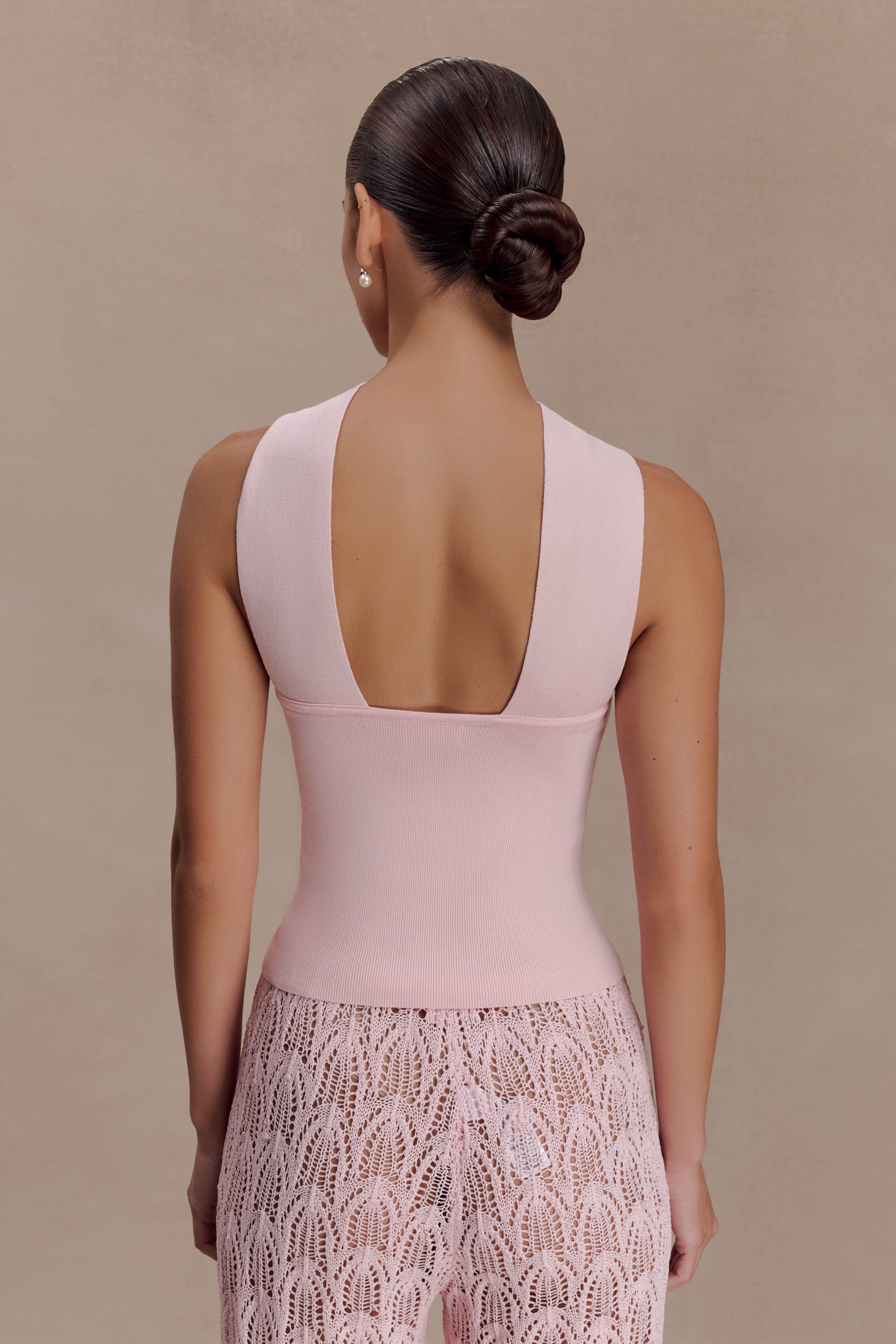 Angelika Twist Front Knit Top - Baby Pink #2