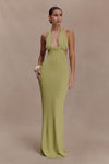 Theresea Halter Knit Maxi Dress - Light Olive