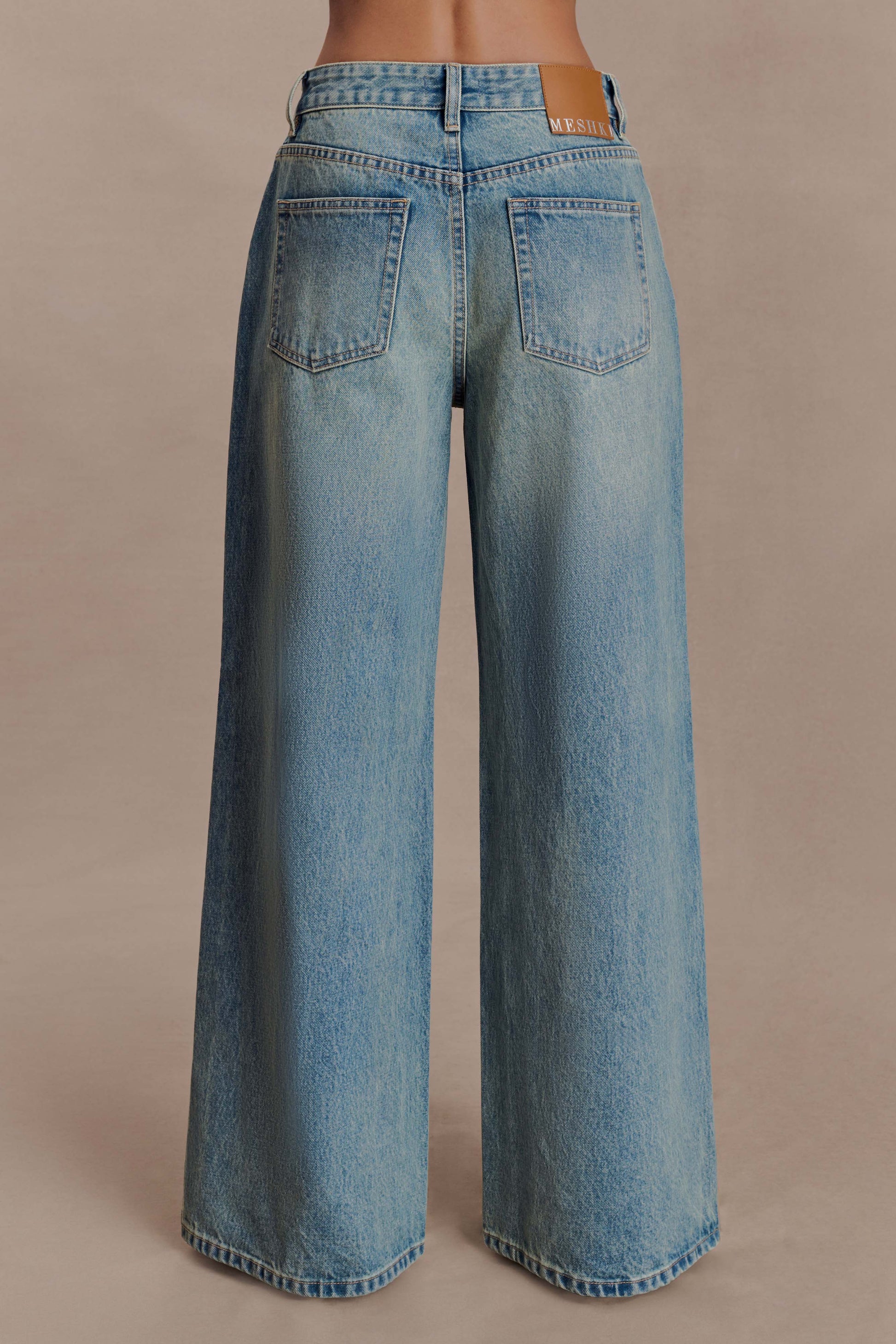 Romi Mid Rise Wide Leg Jeans - Faded Mid Blue #5