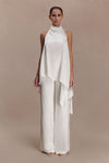 Sydney Asymmetrical Satin Halter Top - Ivory