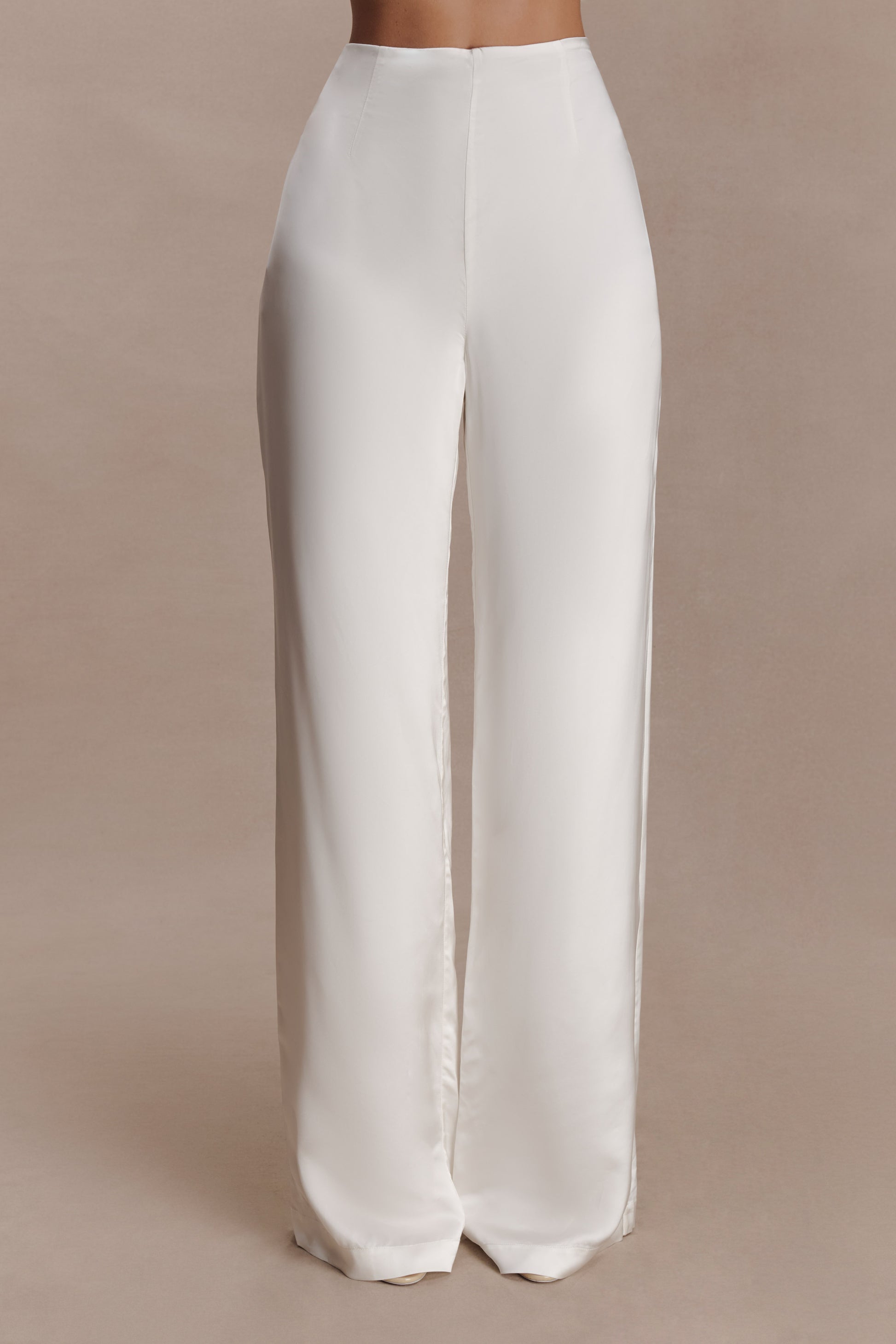 Sydney Straight Leg Satin Pants - Ivory
