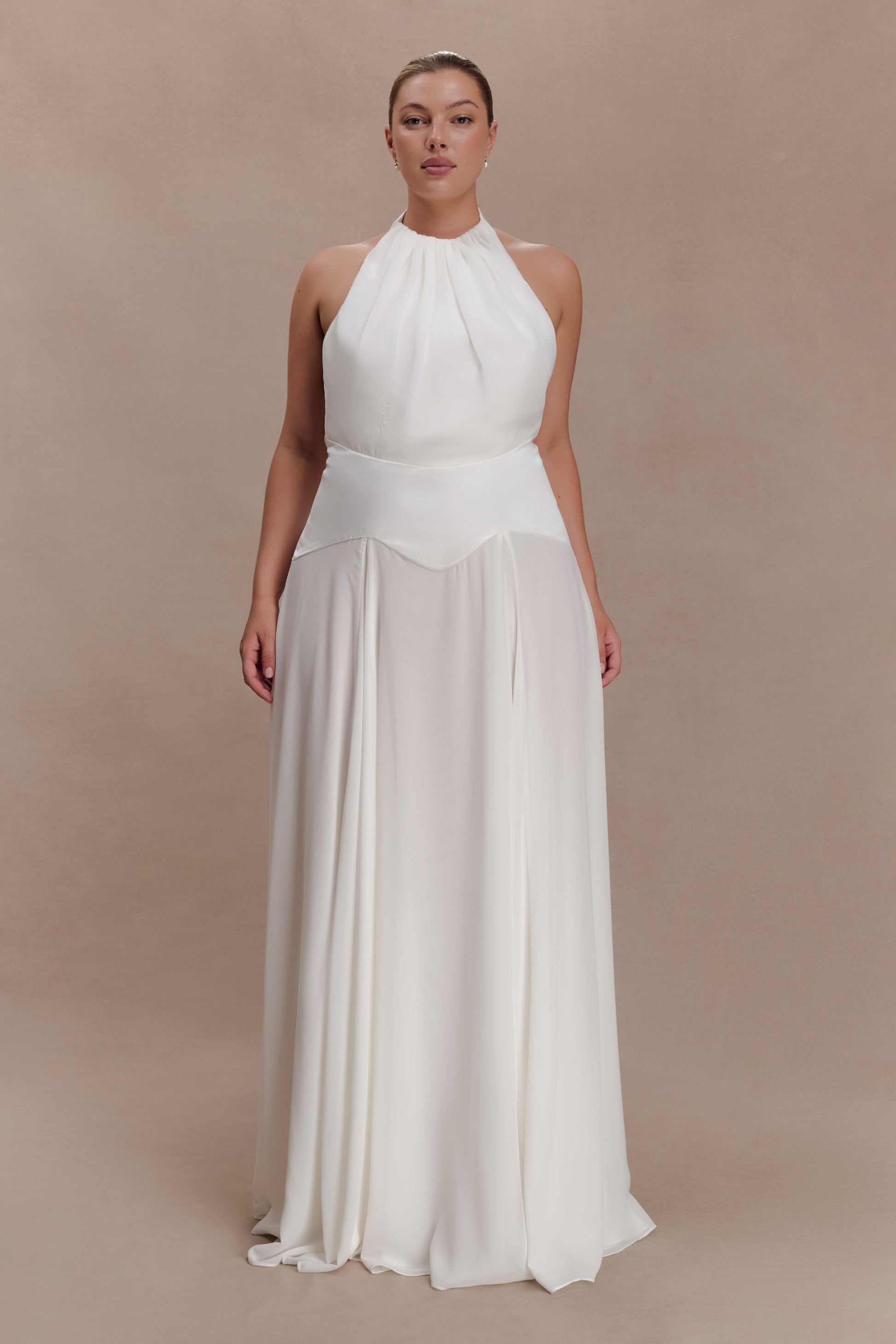 Susan Chiffon Halter Maxi Dress - Ivory #7