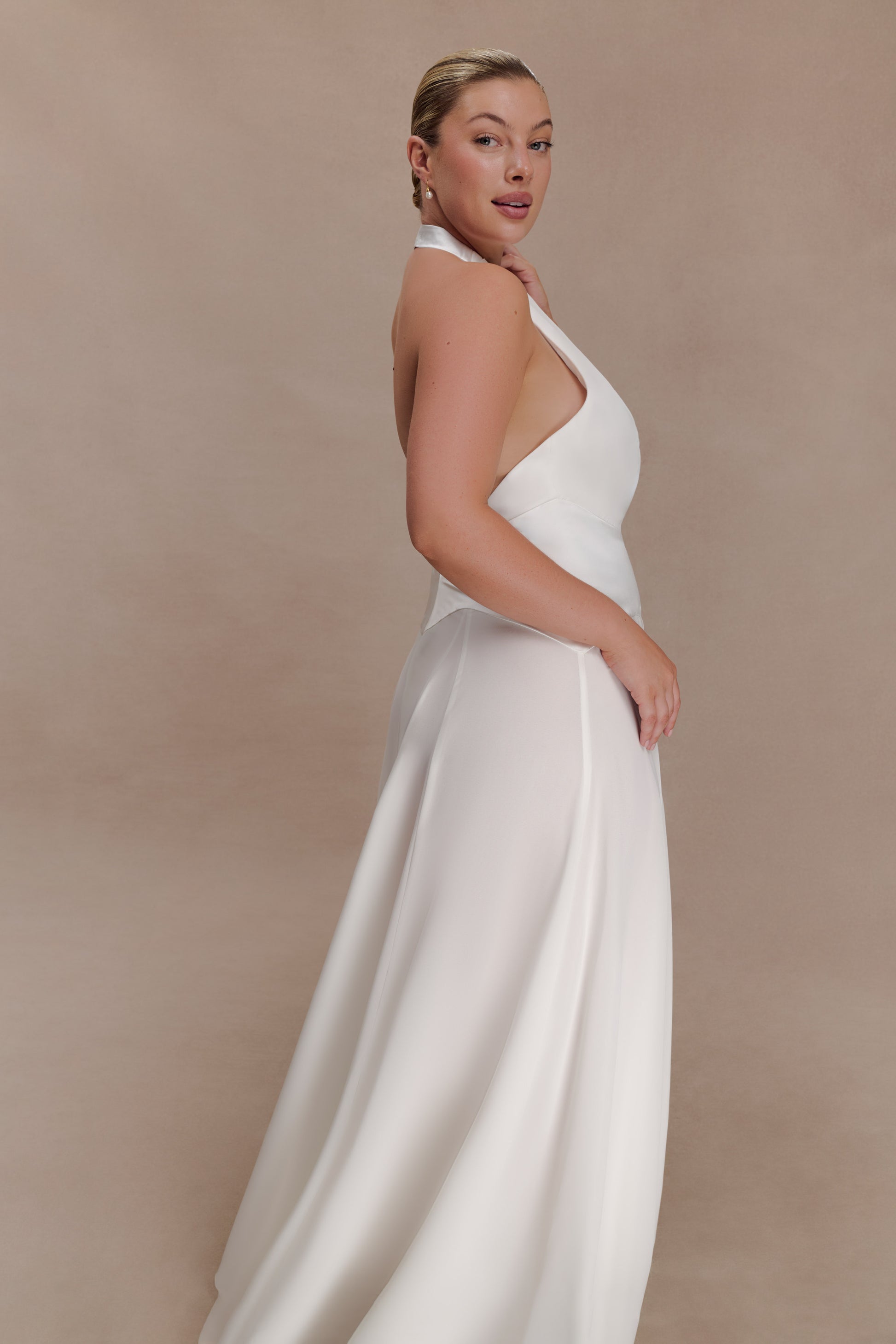 Susan Chiffon Halter Maxi Dress - Ivory #9